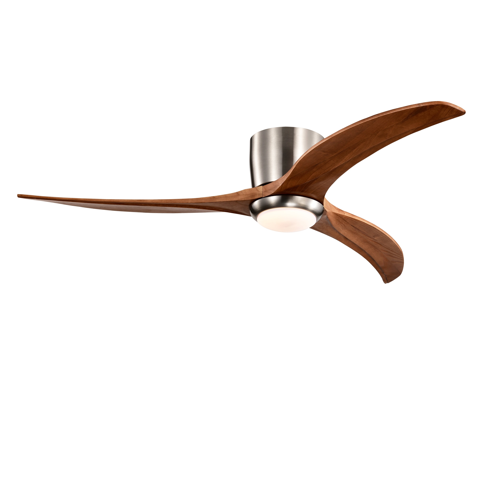 SINOFURN SYB570117BZ 52-in Color-Changing Integrated LED Flush Mount Nickel with Wood Blades Ceiling Fan With Light - Remote Included ( 3 -Blade )