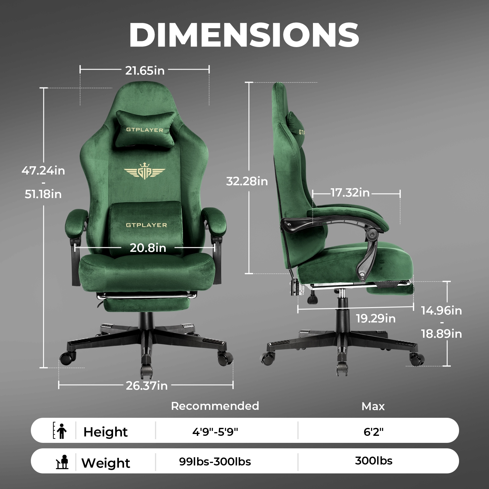 GTPLAYER LOWE'S-GT829-GE Office-Chairs - View #2