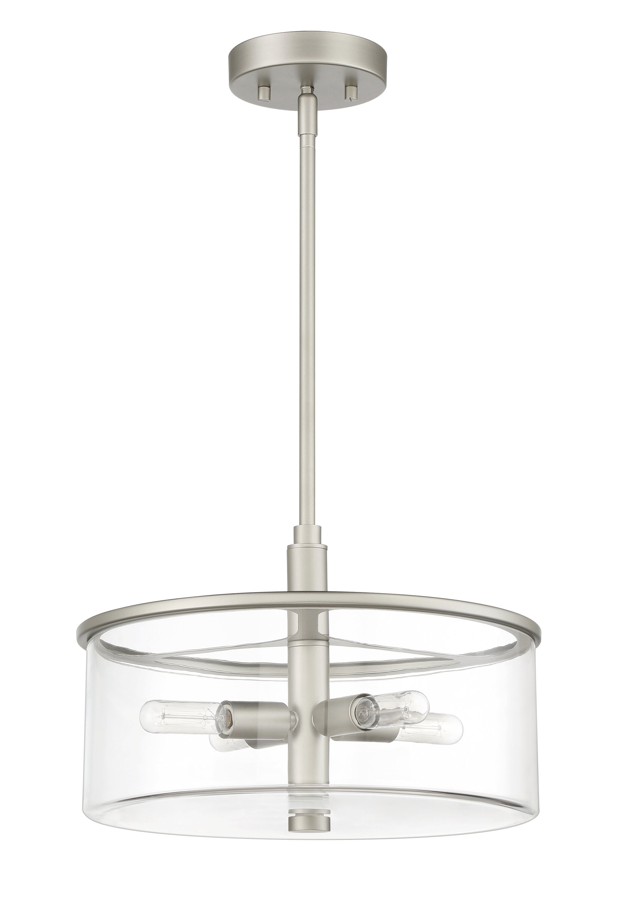 Craftmade 55694-SN Hailie 4 -Light Satin Nickel Transitional Clear glass Drum Medium Hanging Pendant light