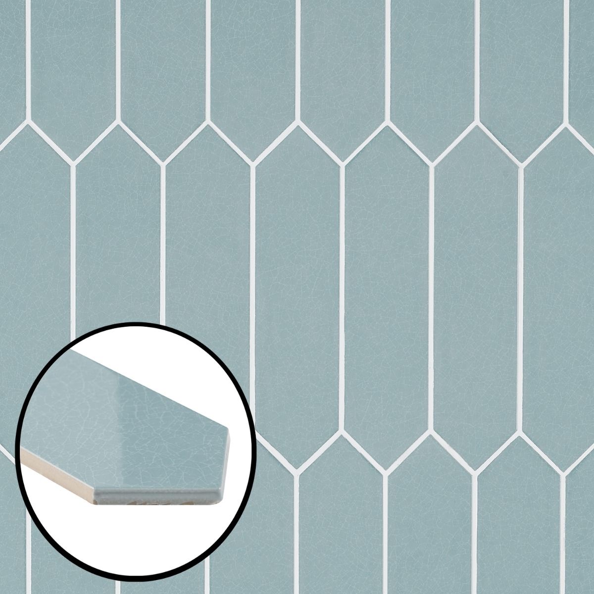 Artmore Tile EXT3RD106377 Camino Blue 3-in x 12-in Polished Ceramic Encaustic Hexagon Standard Wall Tile ( 5.91-sq ft Carton )