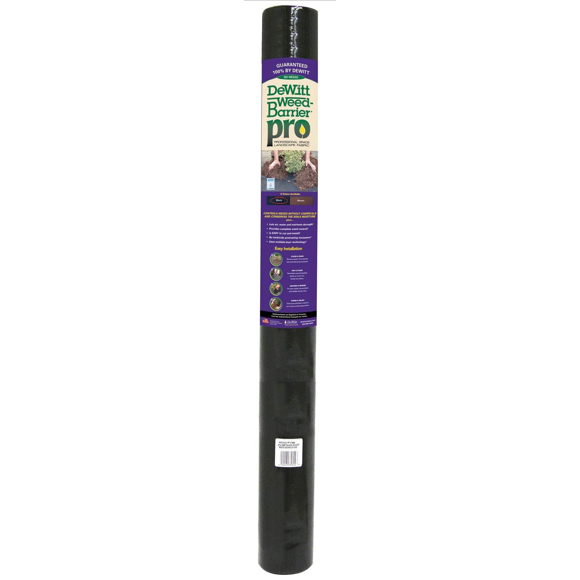 DeWitt 95165 Weed Barrier Pro 3oz 4 Feet x 100 Feet Weed Barrier Landscape Fabric Ground Cover