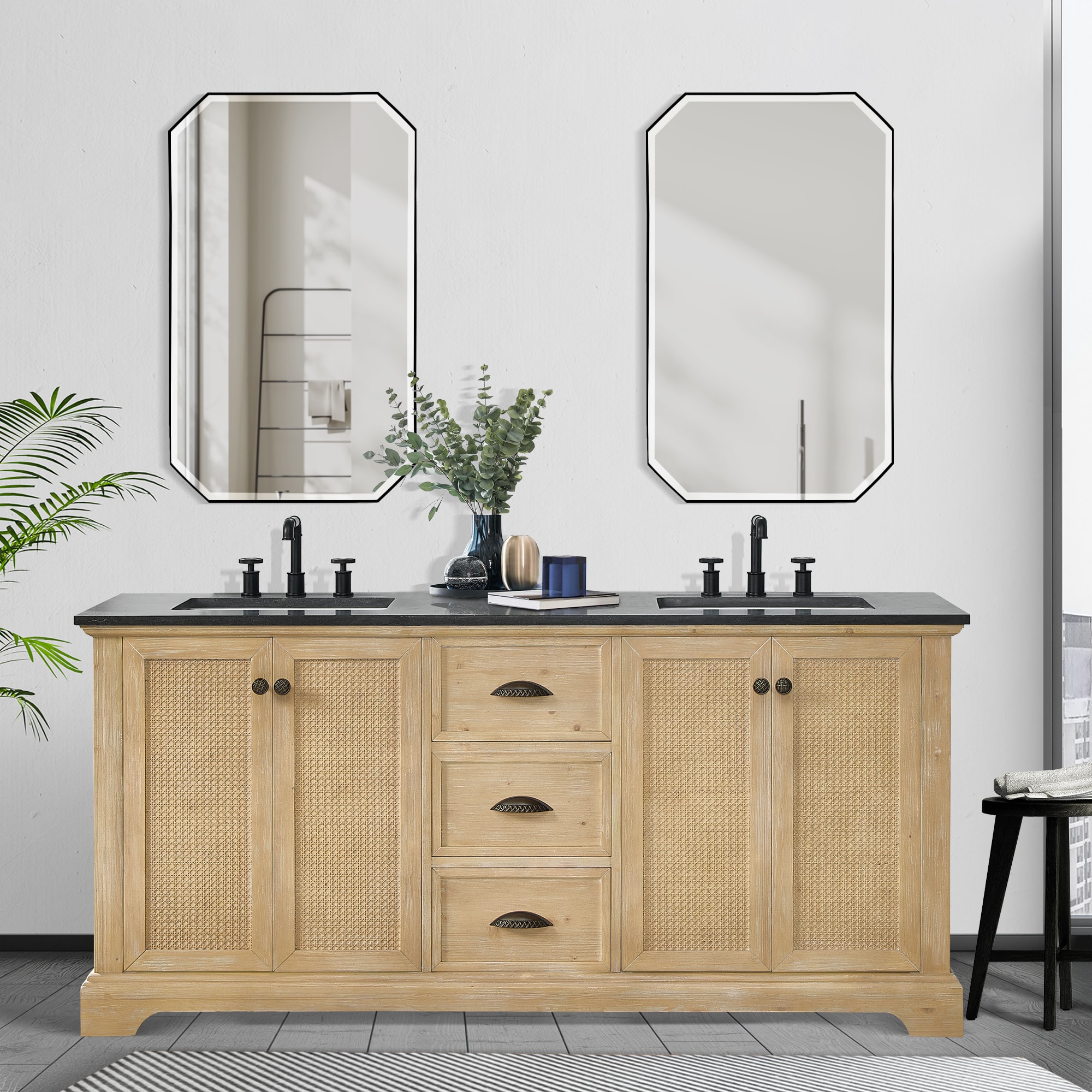 Vinnova 705872-FN-CT-NM Milagro 36B in. Free-standing Single Bath Vanity in Washed Ash Grey with Fish Maw White Quartz Stone Top and Mirror