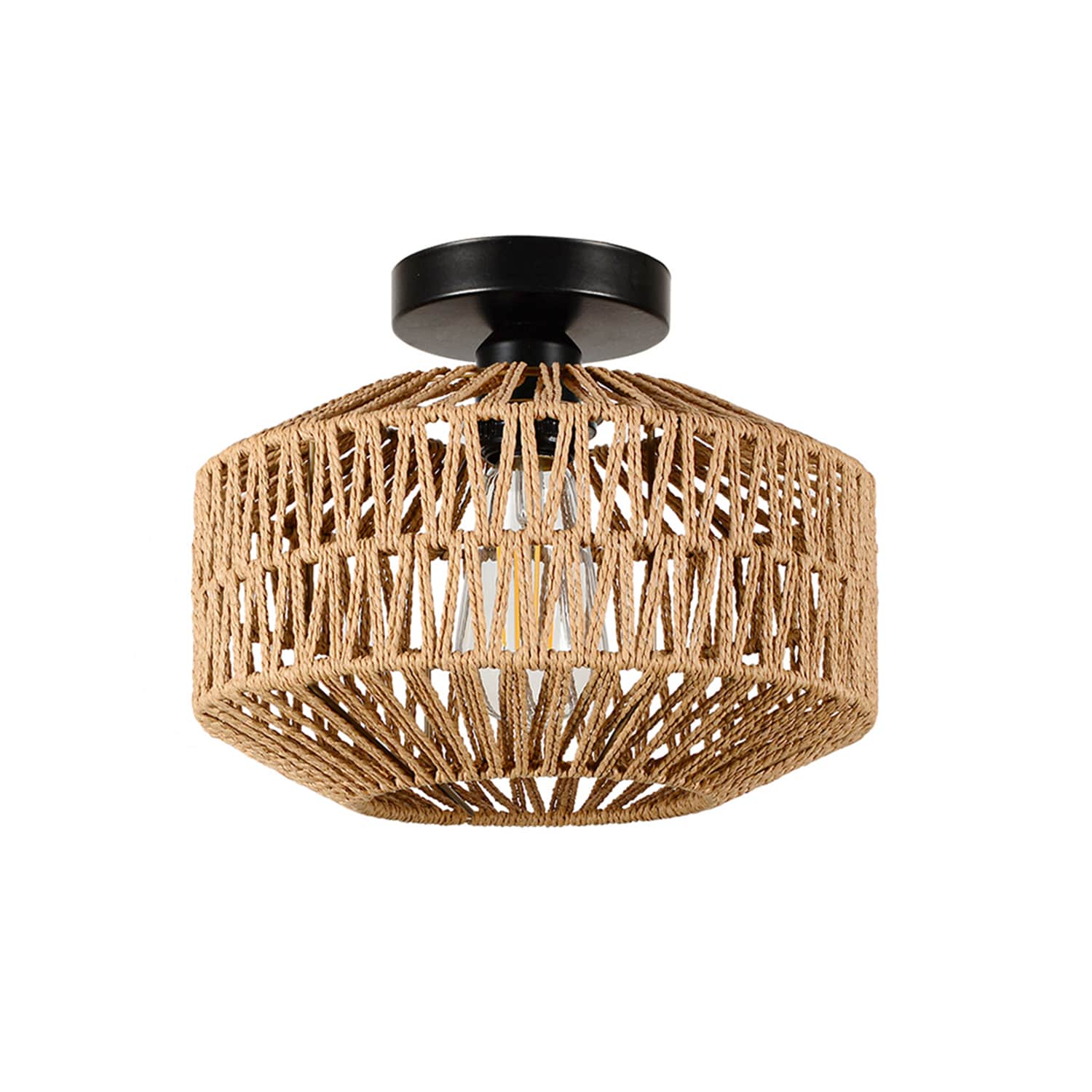 WELLFOR GDF013BN 1 -Light 11.8-in Black Flush Mount Light