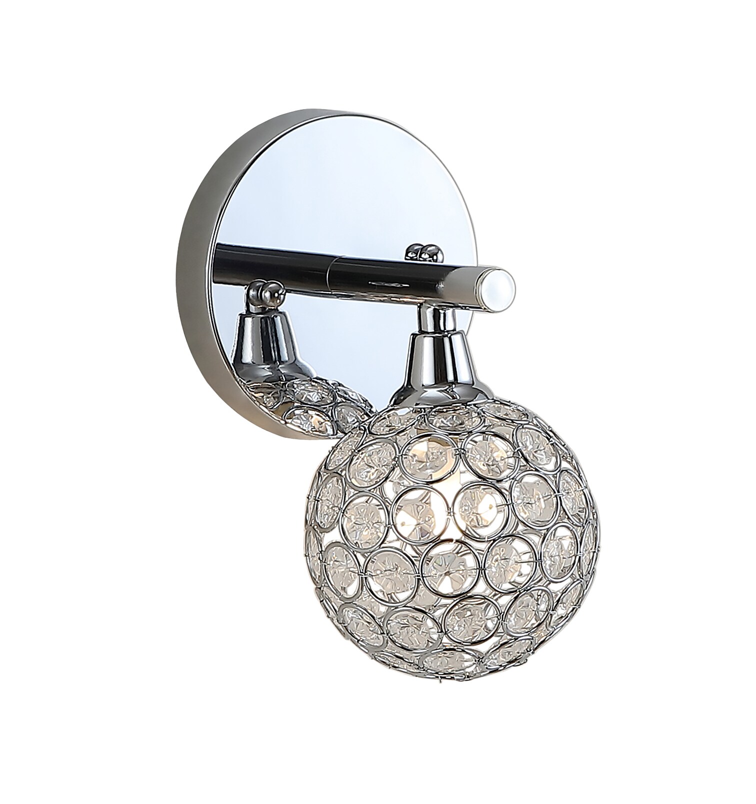 Maeve 4.75" Chrome Polished Globe Vanity Light with Crystal Prisms
