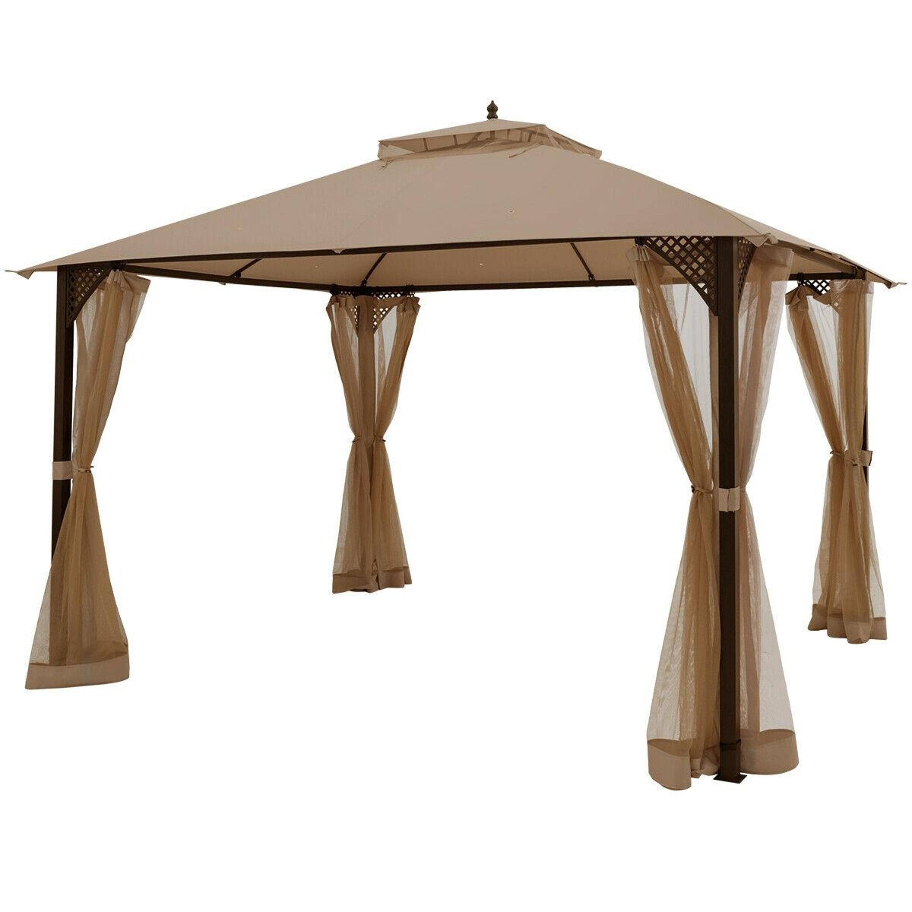 BABOOM 10 ft x 12 ft Patio Canopy Rectangle Brown Metal Polyester Roof Semi permanent Gazebo BOM 0382 CF CO at Lowes