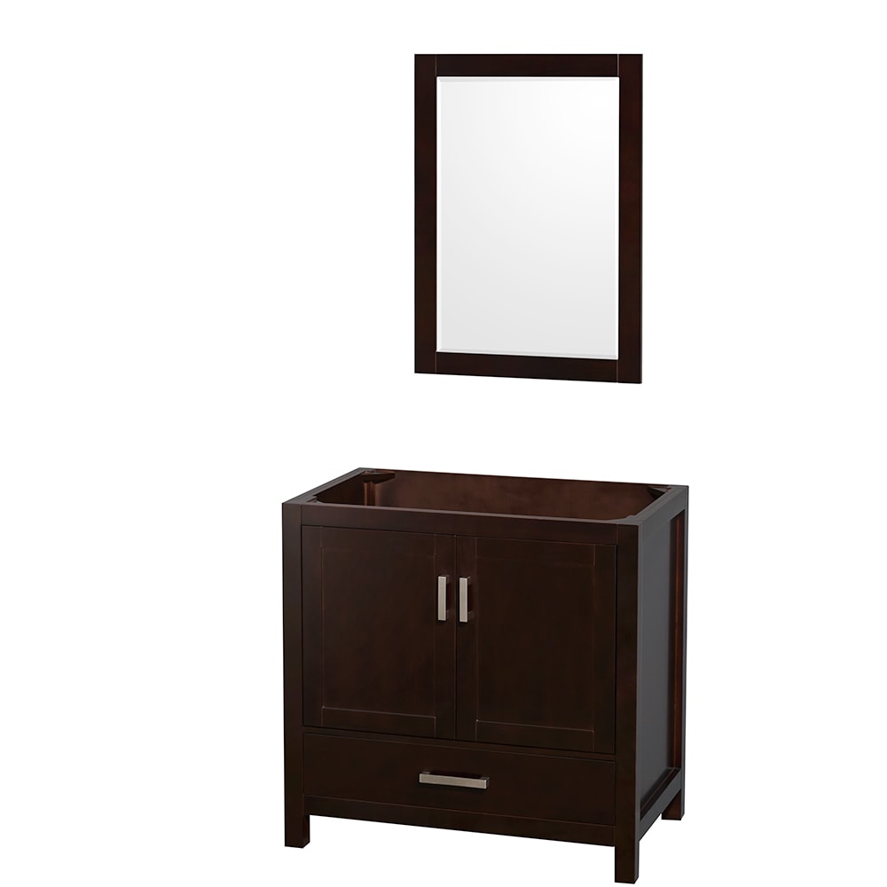 Wyndham Collection WCS141436SESCXSXXM24 36-in Espresso with Brushed Chrome Trim Bathroom Vanity Base Cabinet without Top (Mirror Included)