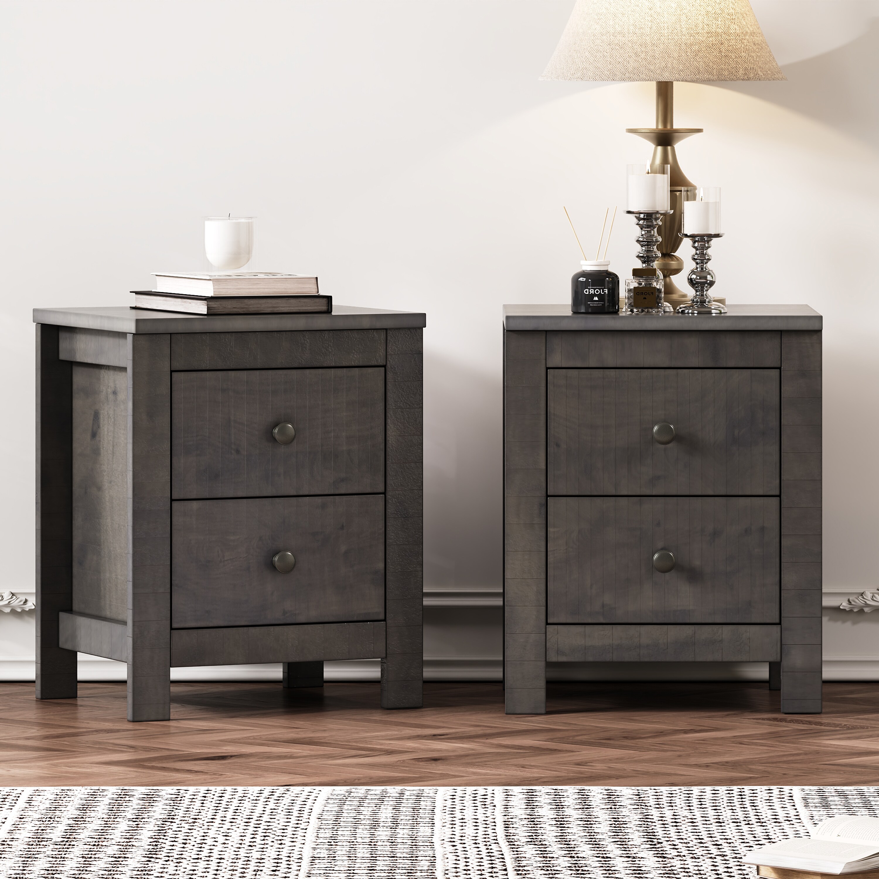 Lycvki 1751 Antique Gray Nightstand