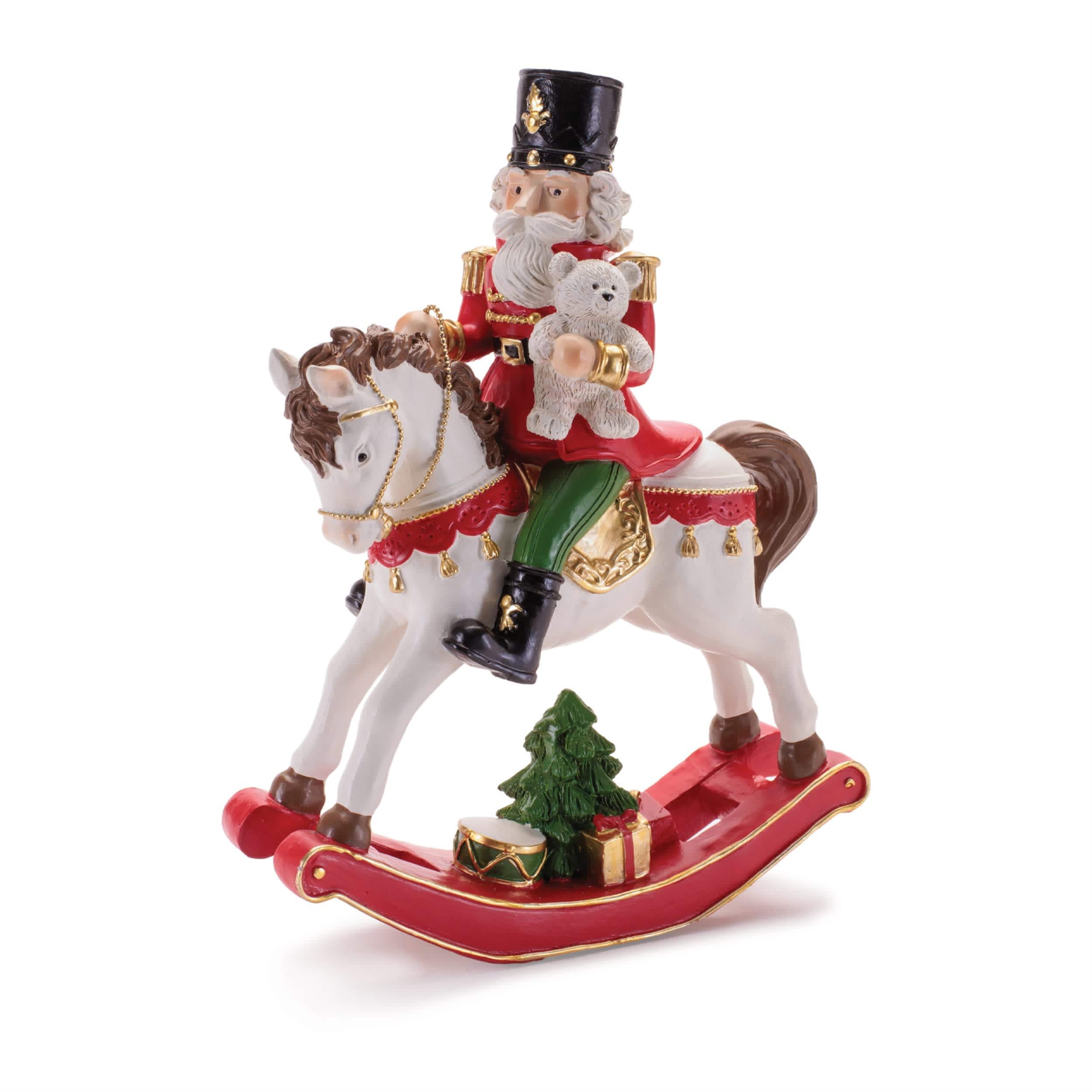 Melrose International Nutcracker on Rocking Horse Figurine 9.25 in H