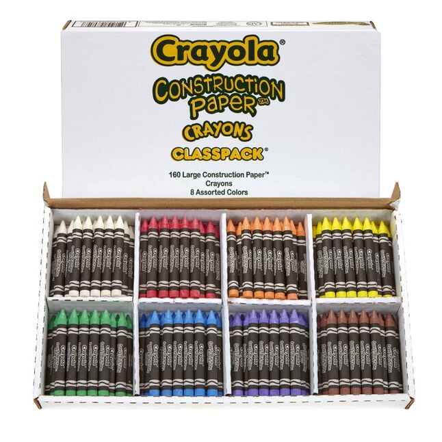 Crayola Construction Paper Crayon Classpack, Reg Size, 8 Colors, Pack of  160 at