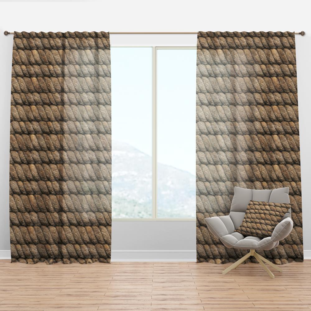 Designart CTN18606-52-95 95-Inches Brown Abstract Room darkening Thermal lined Rod pocket Single curtain panel