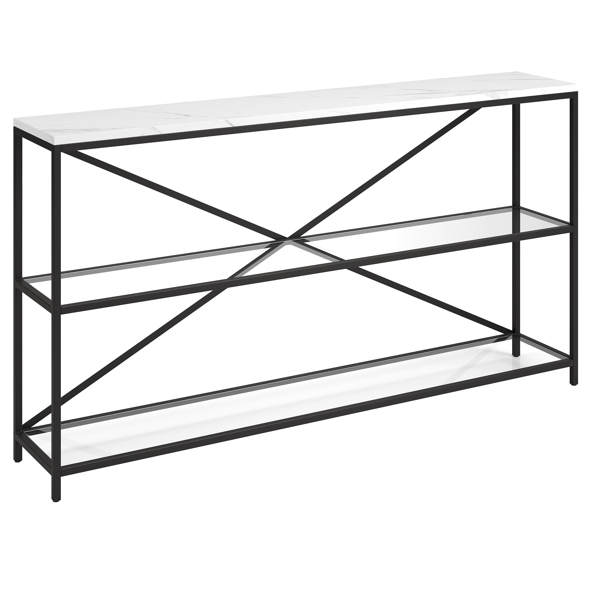 Fionn 55" Blackened Bronze Console Table with Faux Marble Top