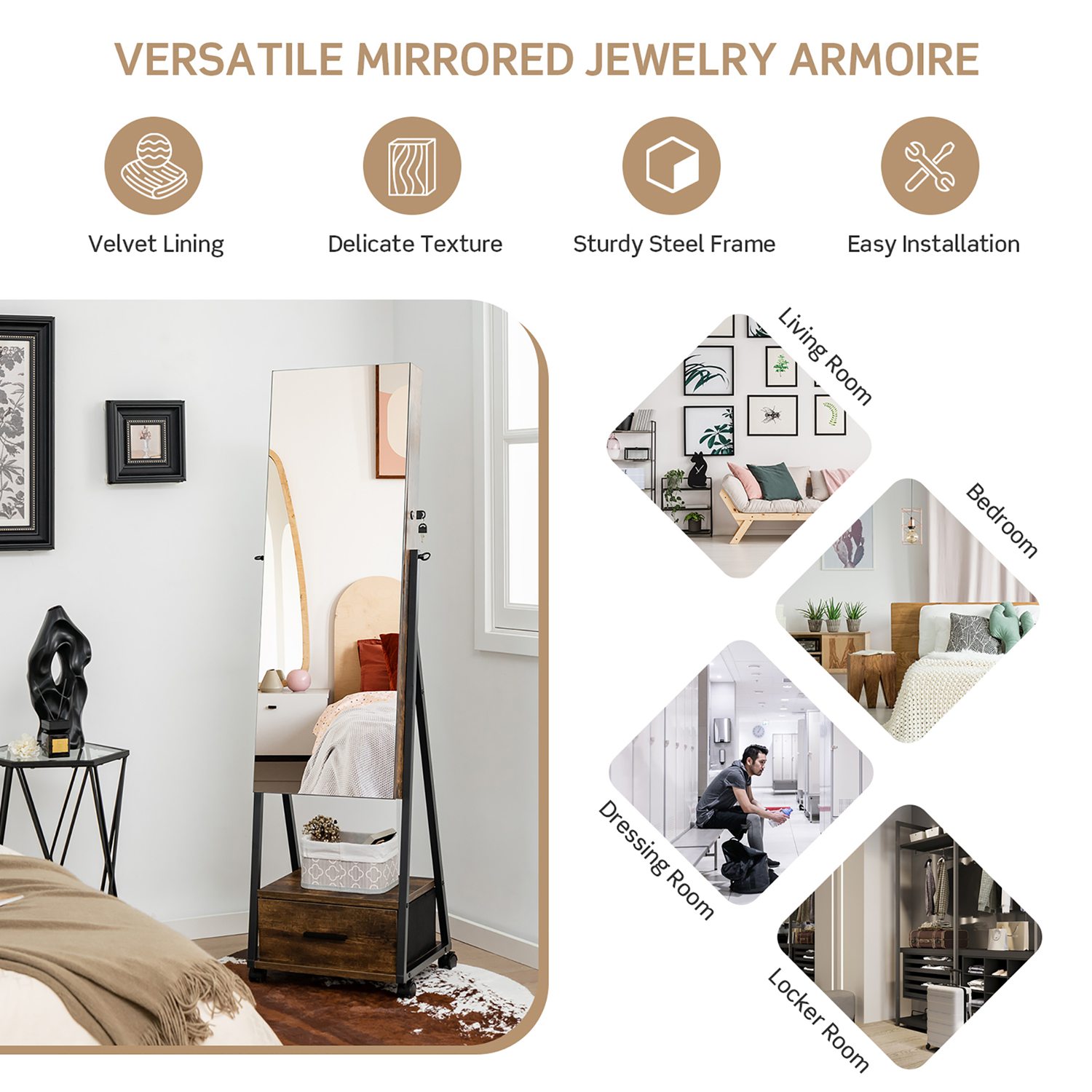 Costway CSHY001398 Jewelry-Armoires - View #5