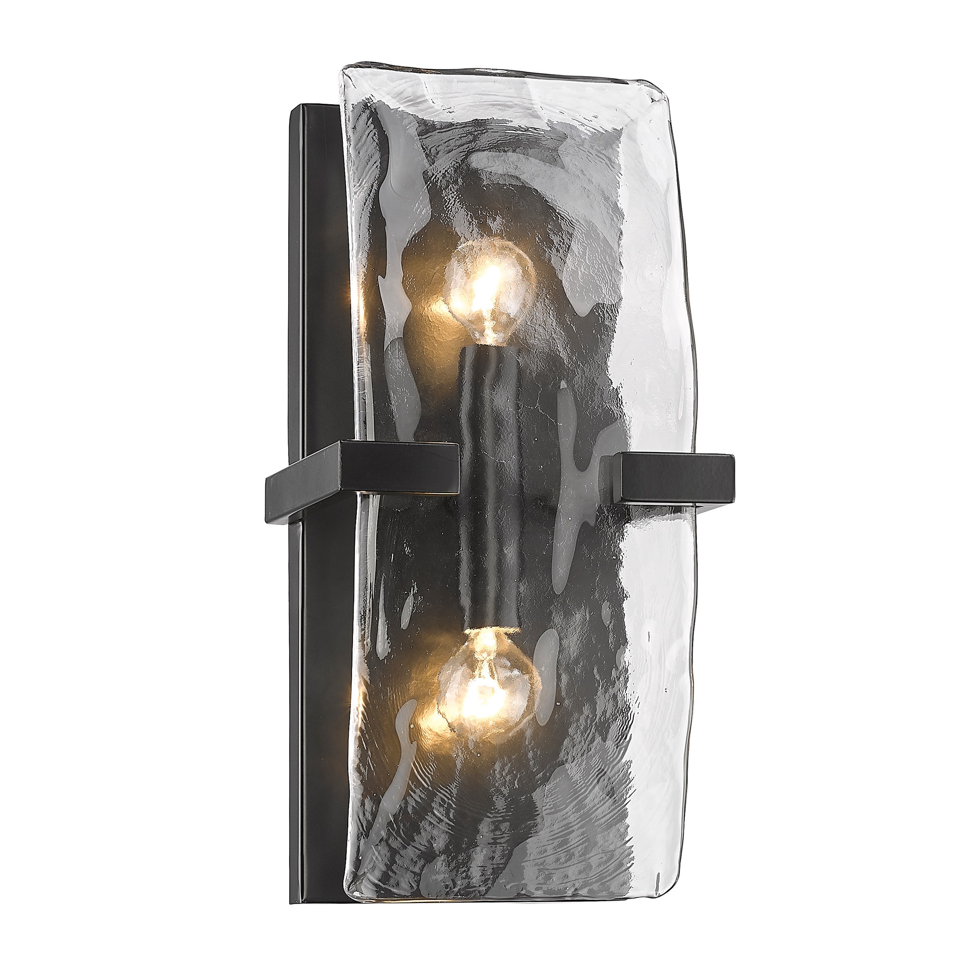 Black Hammered Glass Dimmable Wall Sconce