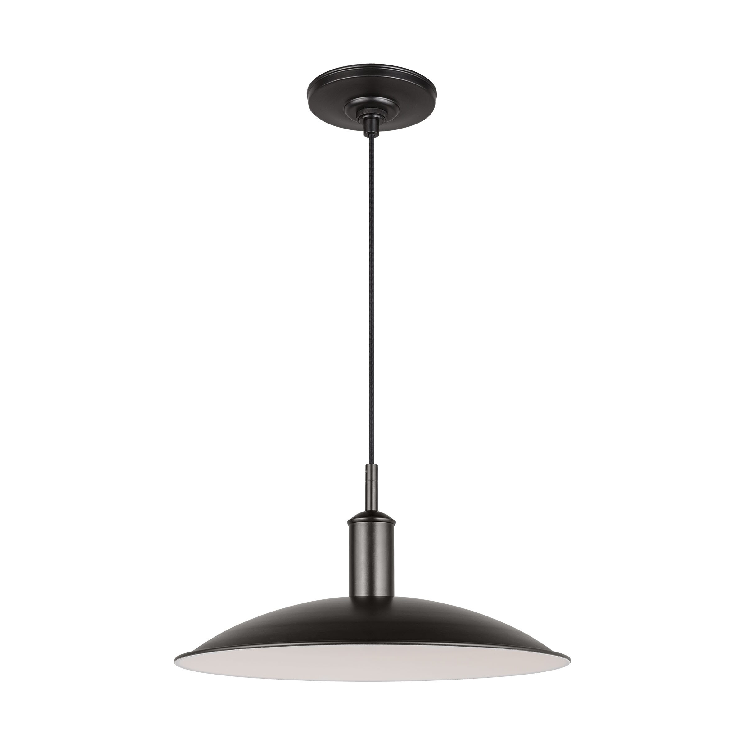 Dash 1 -Light Aged Iron Transitional Metal Dome LED Medium Hanging Pendant Light