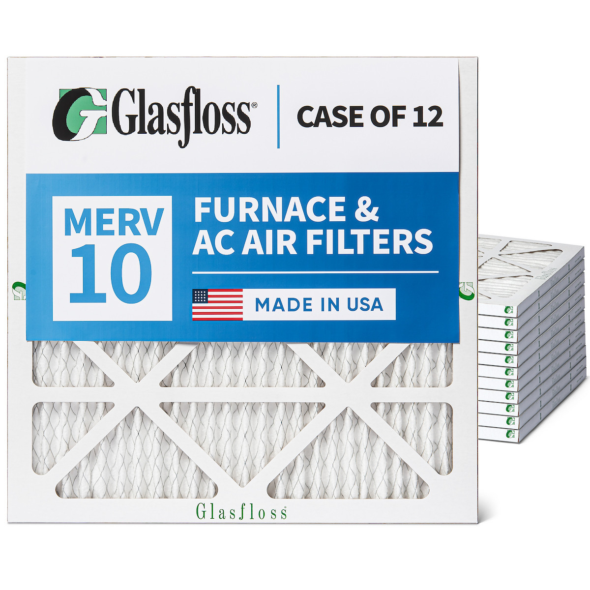 Glasfloss ZL 19.88 x 21.50 x 1 MERV 10 Pleated Air Filters. Case of 12. Replacement filters for Carrier- Payne- and Bryant. #ZLP19P21H1