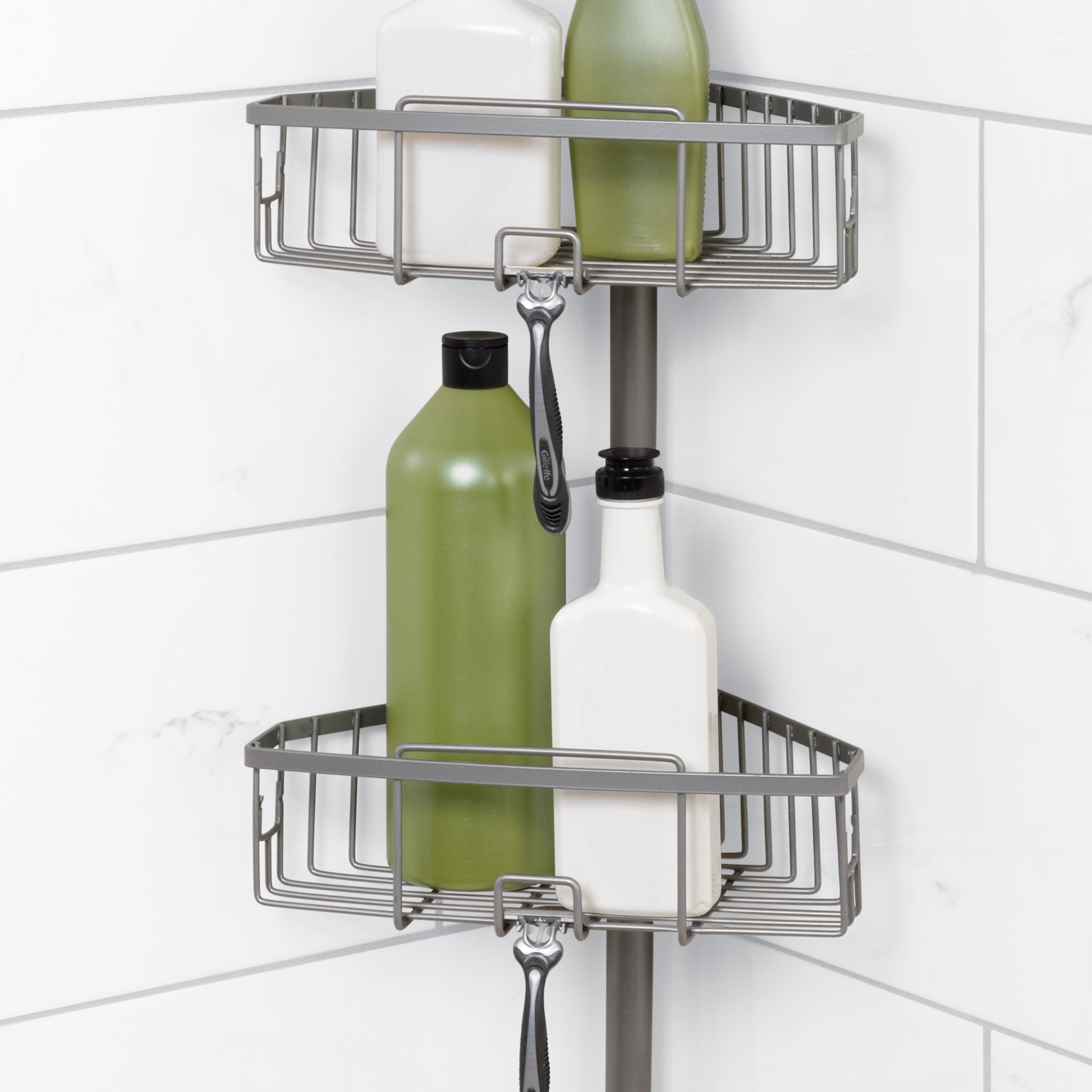Zenith Products Tension Mount Steel Shower Pole Caddy In Satin
