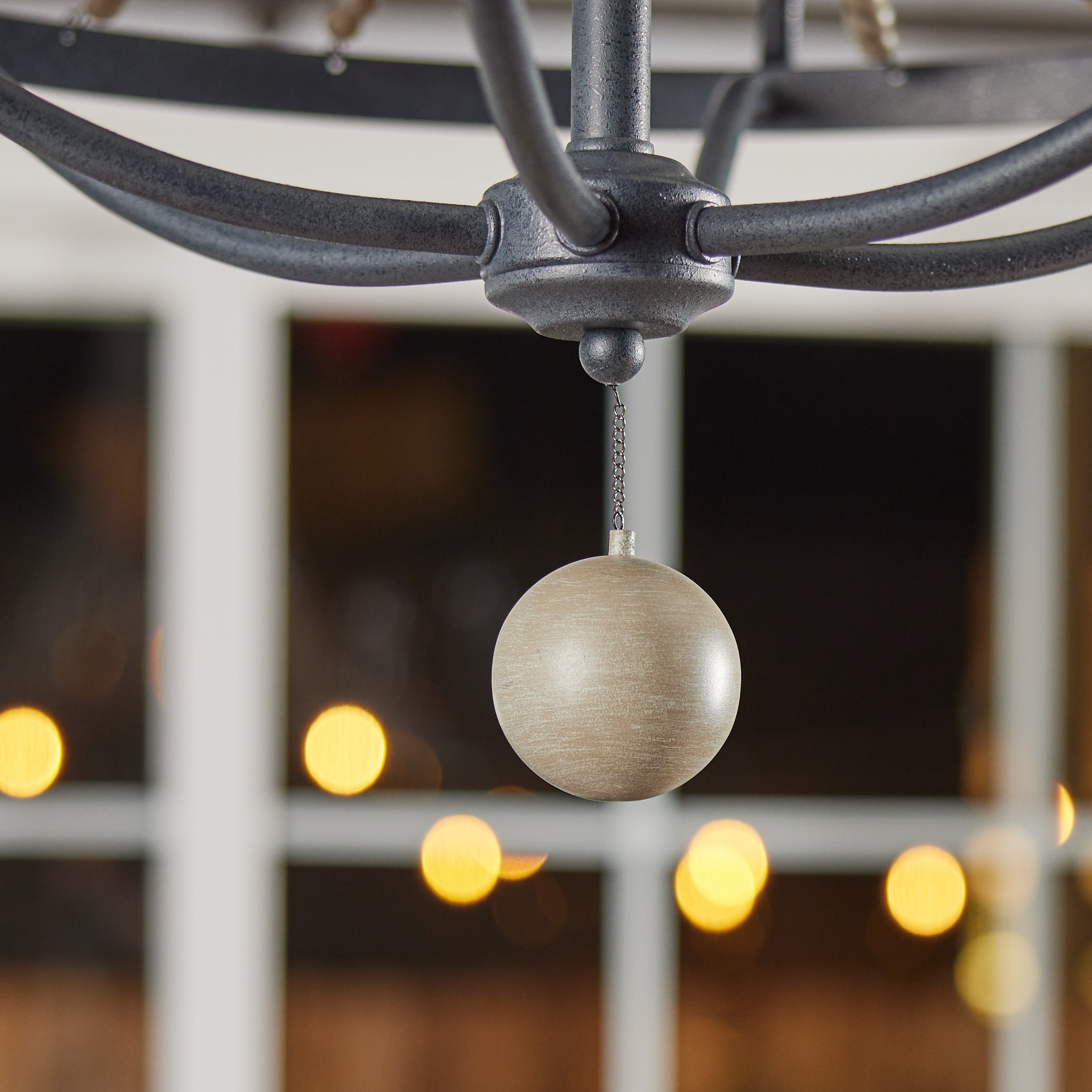 Nori 6-Light Dark Weathered Zinc and Driftwood Grey Chandelier