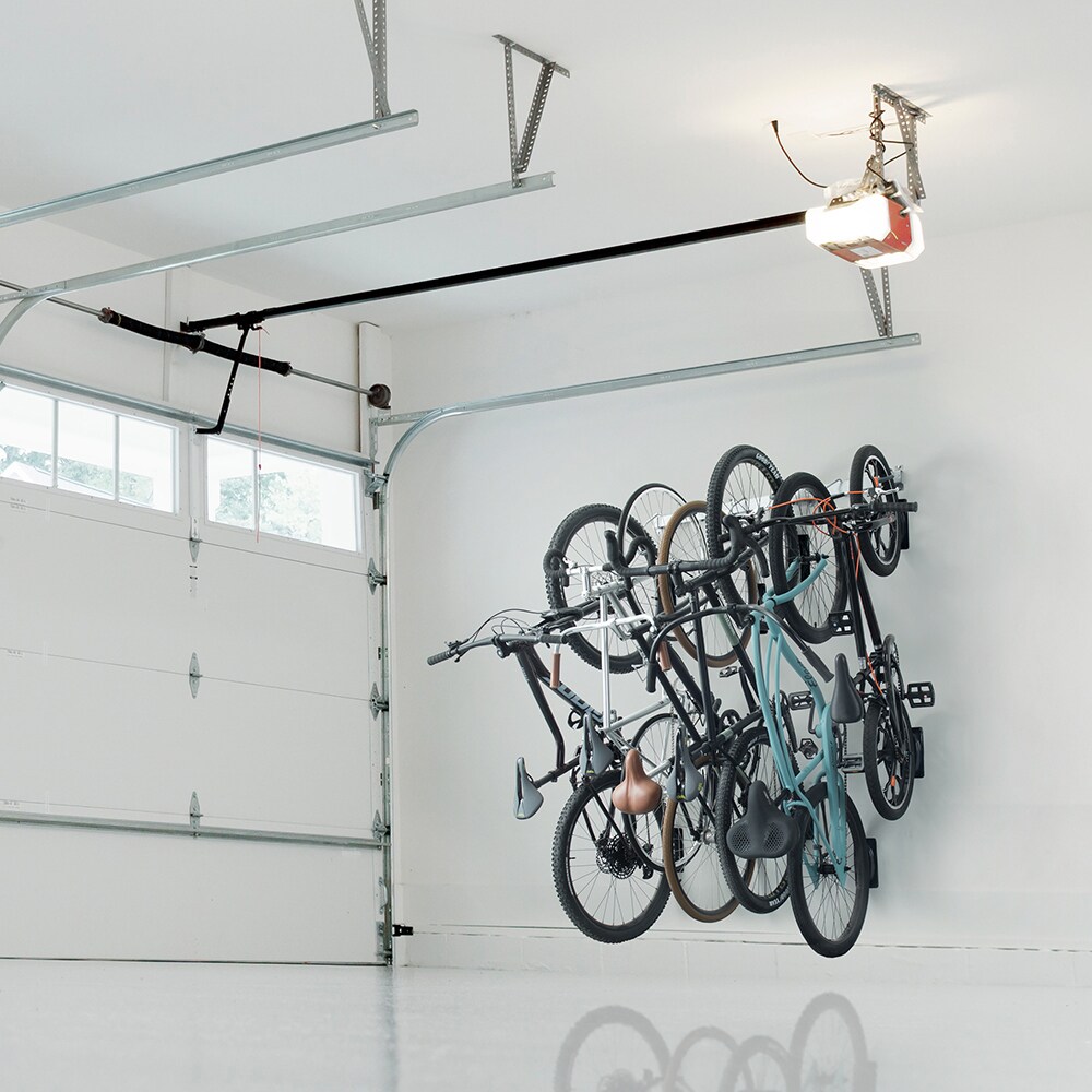 Sttoraboks Black Steel Horizontal Bike Hook Rack for 6 Bikes, 5 Rails, 2 Helmet Hooks, Space-Saving Bike Storage System | IBS-001-LS
