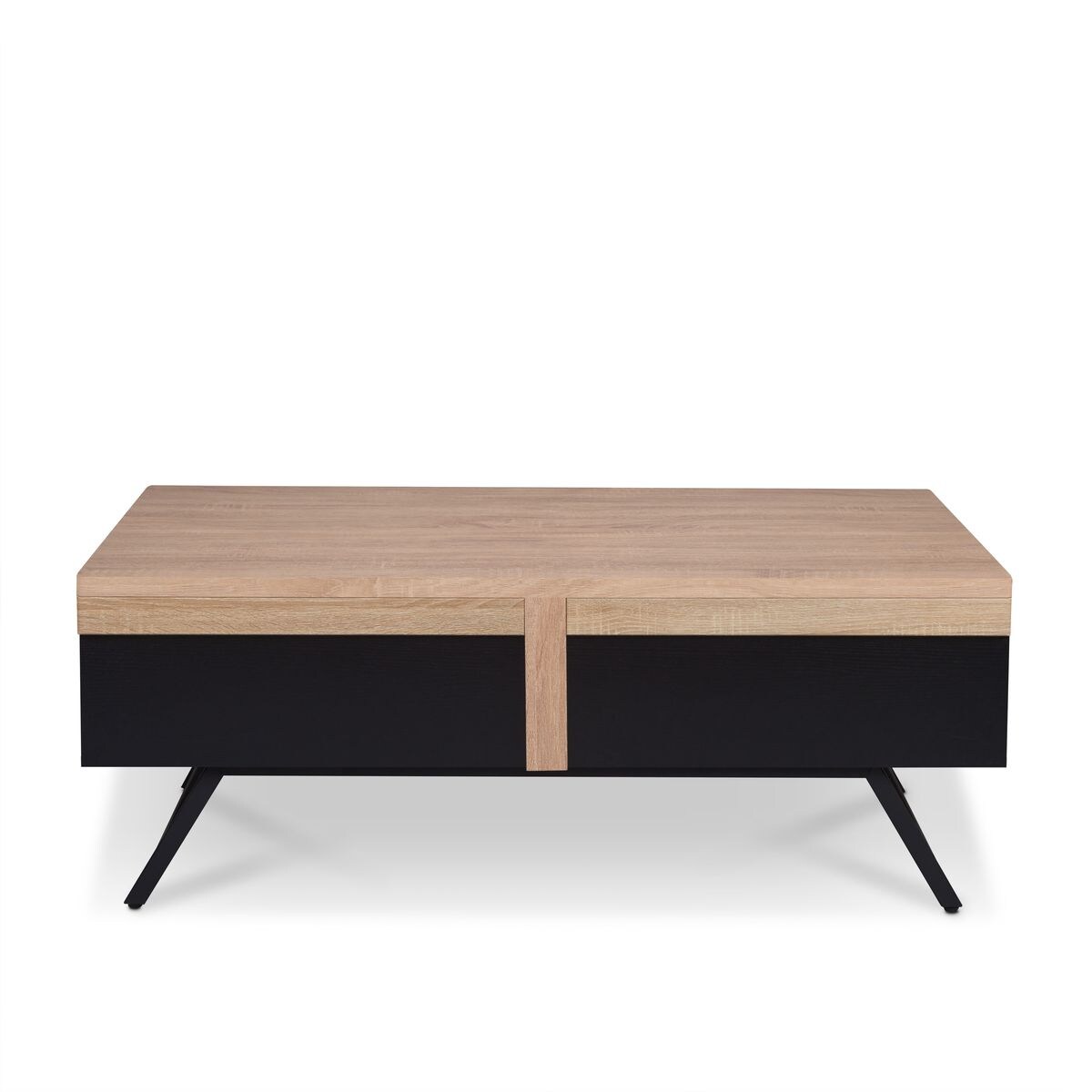 Pouuin Rustic Natural Wood Modern Coffee Table with Storage at Lowes.com