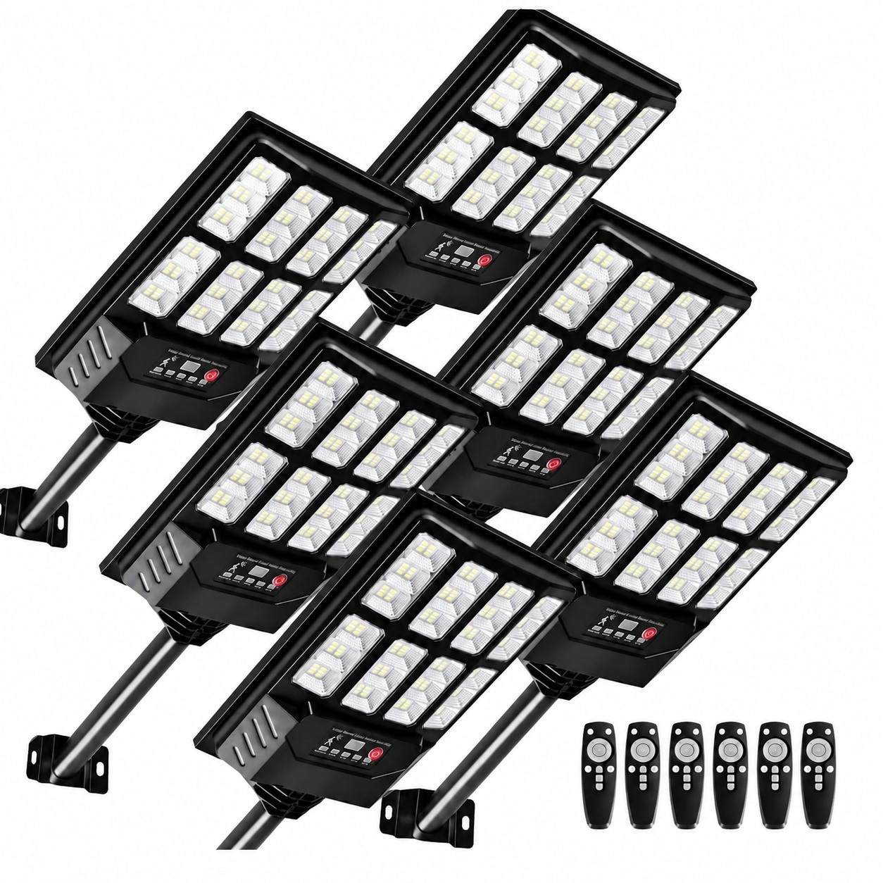 Aoibox - 6 Pack 6500K Solar Dusk to Dawn LED Security Flood Lights with Motion Sensor and Remote