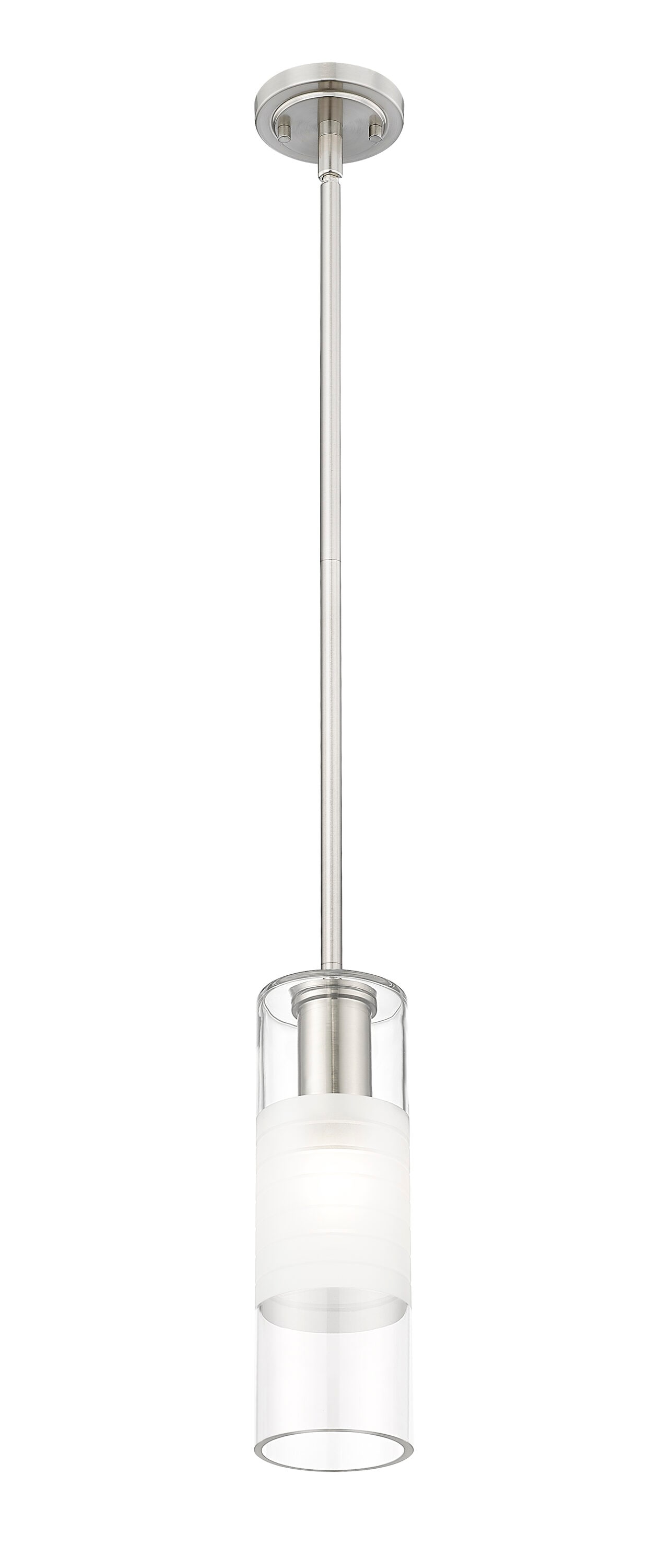 Brushed Nickel Frosted Glass Cylinder Pendant Light
