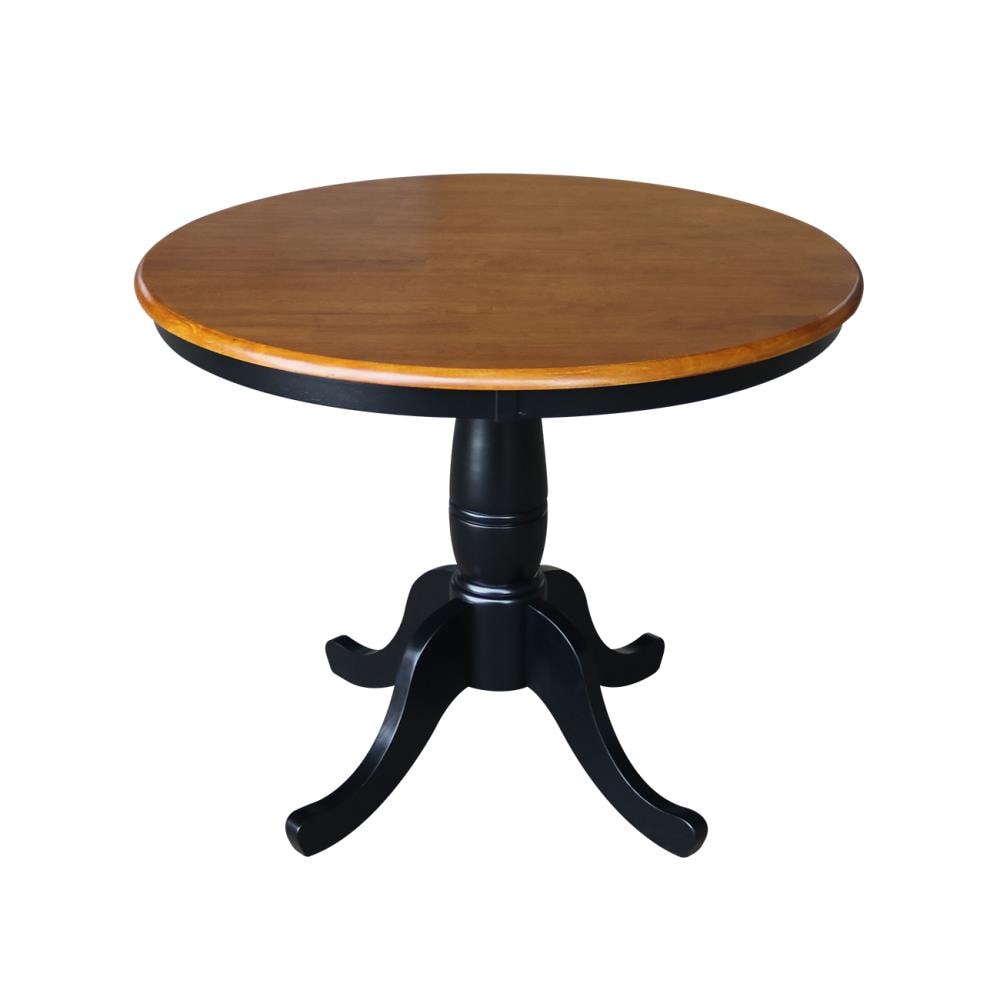 International Concepts K57-36RT Black/Cherry Round Traditional Dining Table, Wood with Black Wood Pedestal Base 30-in L x 29.9-in H
