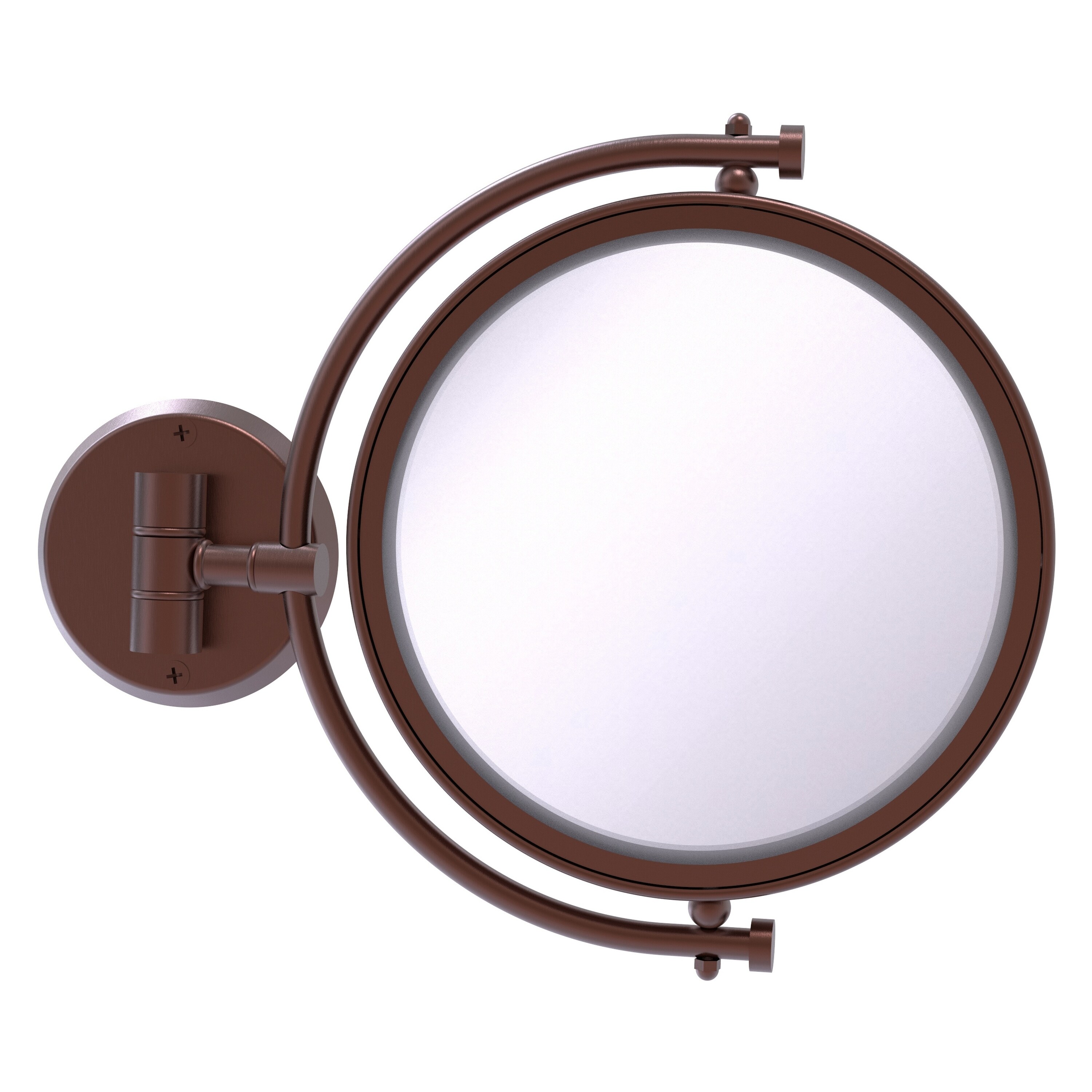 8-in x 10-in Antique Copper Double-sided 2X Magnifying Wall-mounted Vanity Mirror | - Allied Brass WM-4/2X-CA