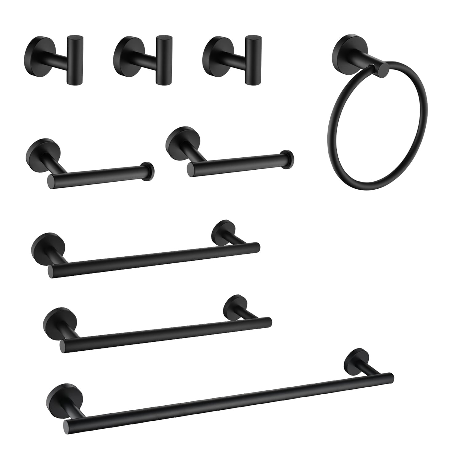 Wooakway - 9 Piece Stainless Steel Bathroom Towel Rack Set Wall Mount
