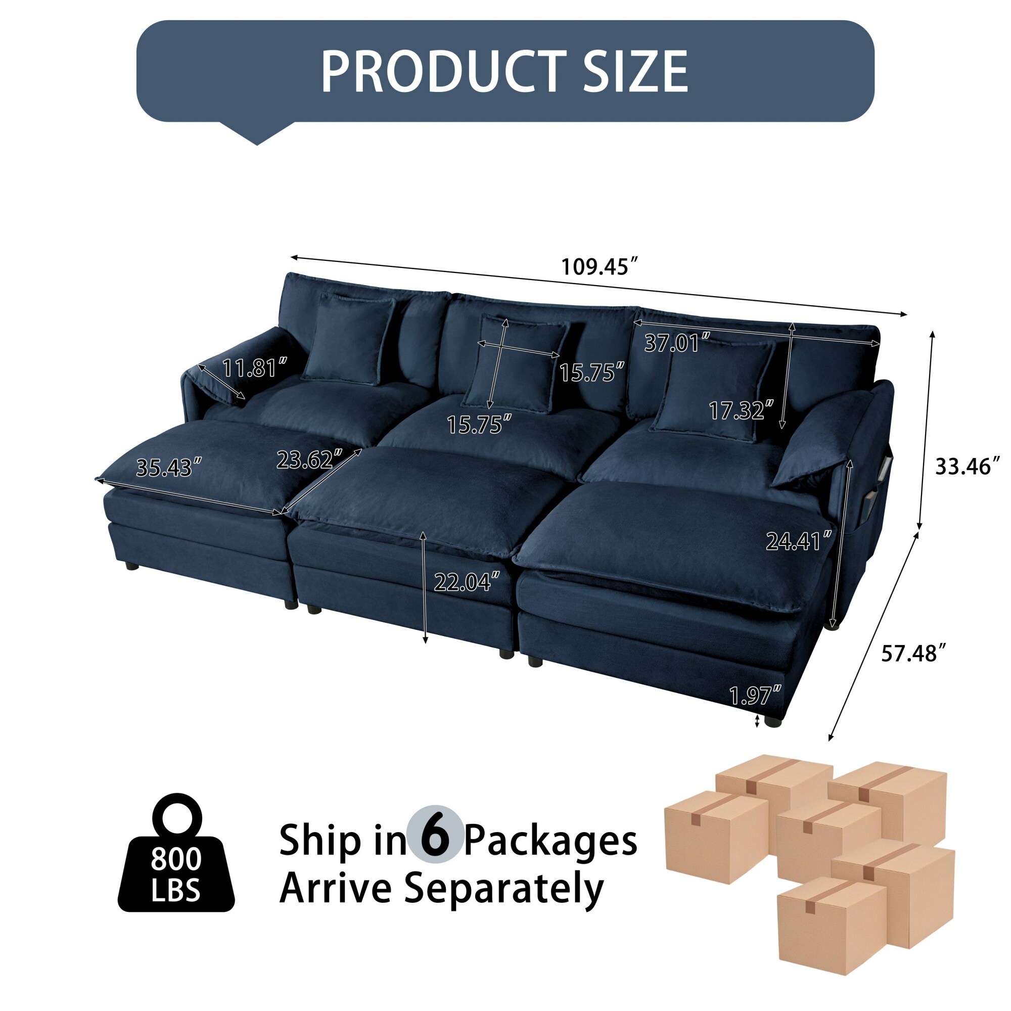 Homy Casa SSOY-04-BL Sofas-Loveseats - View #2