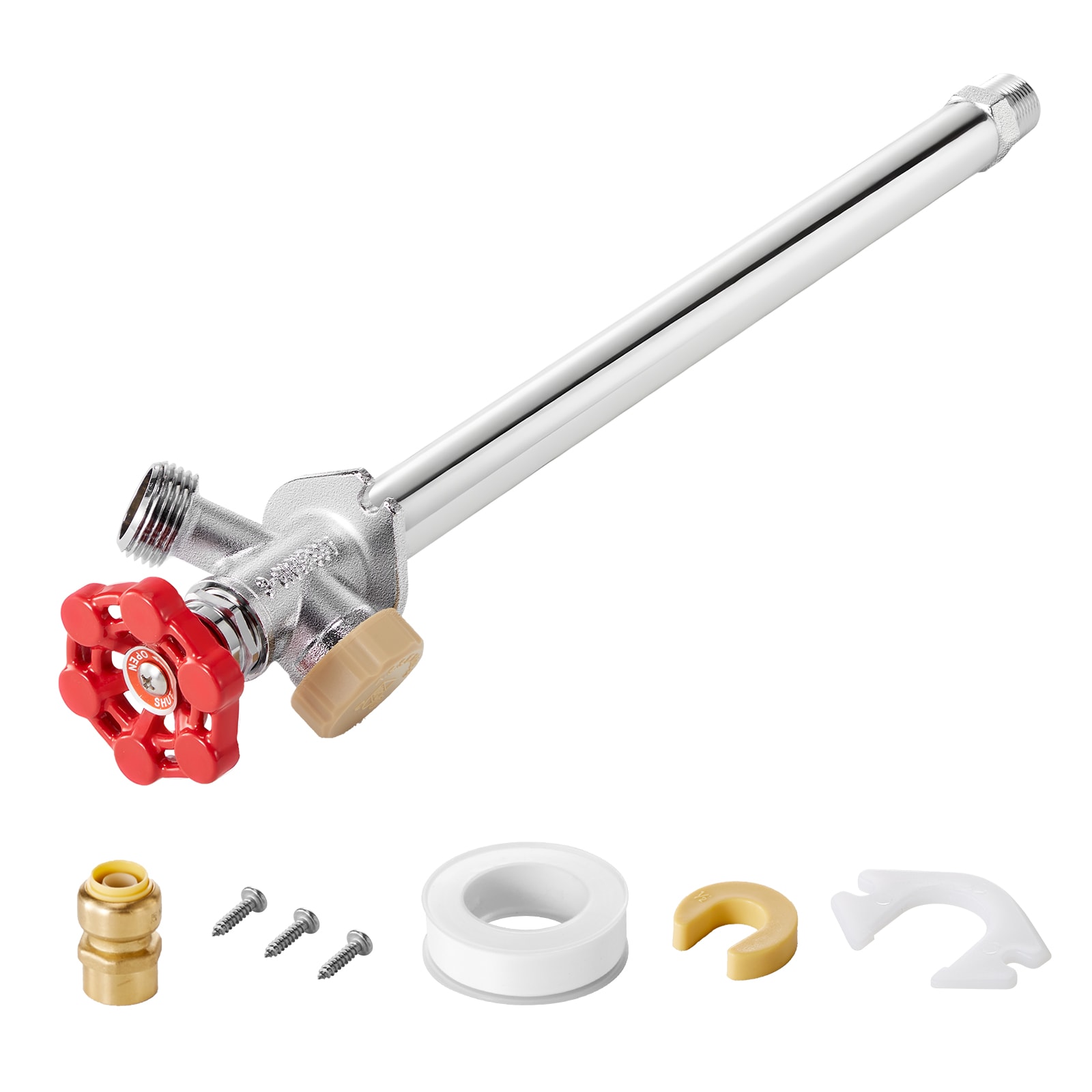 VEVOR Anti-Siphon Frost-Proof Sillcock 12in Freeze Proof Outdoor Faucet Bib with Backflow Preventer 1/2in Push-to-Fit Connector X 3/4in Hose Bibb No Lead Frost-free Spigot for PEX Copper CPVC Pipes