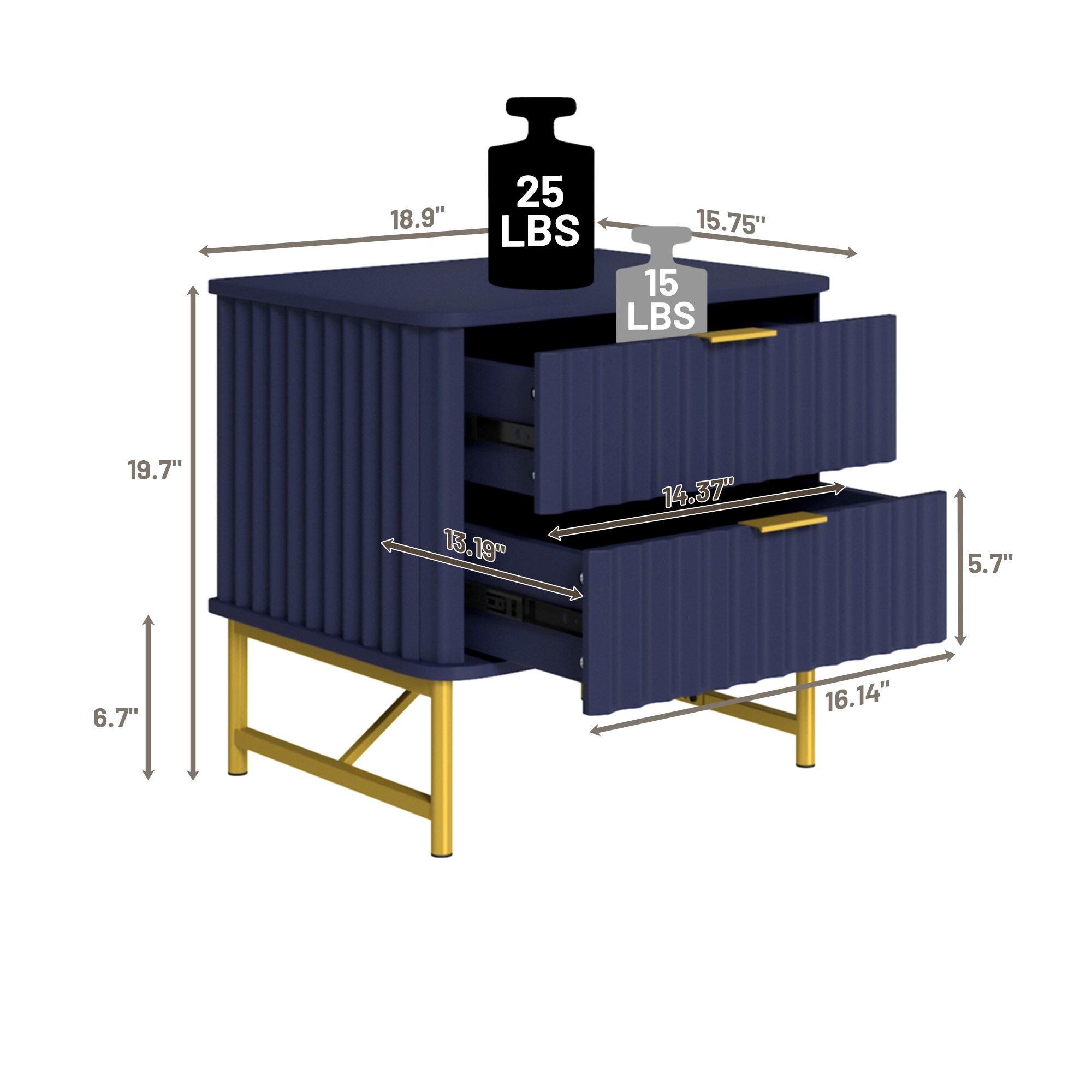 Clihome CL-CJ002ECG-BL nightstands - View #10