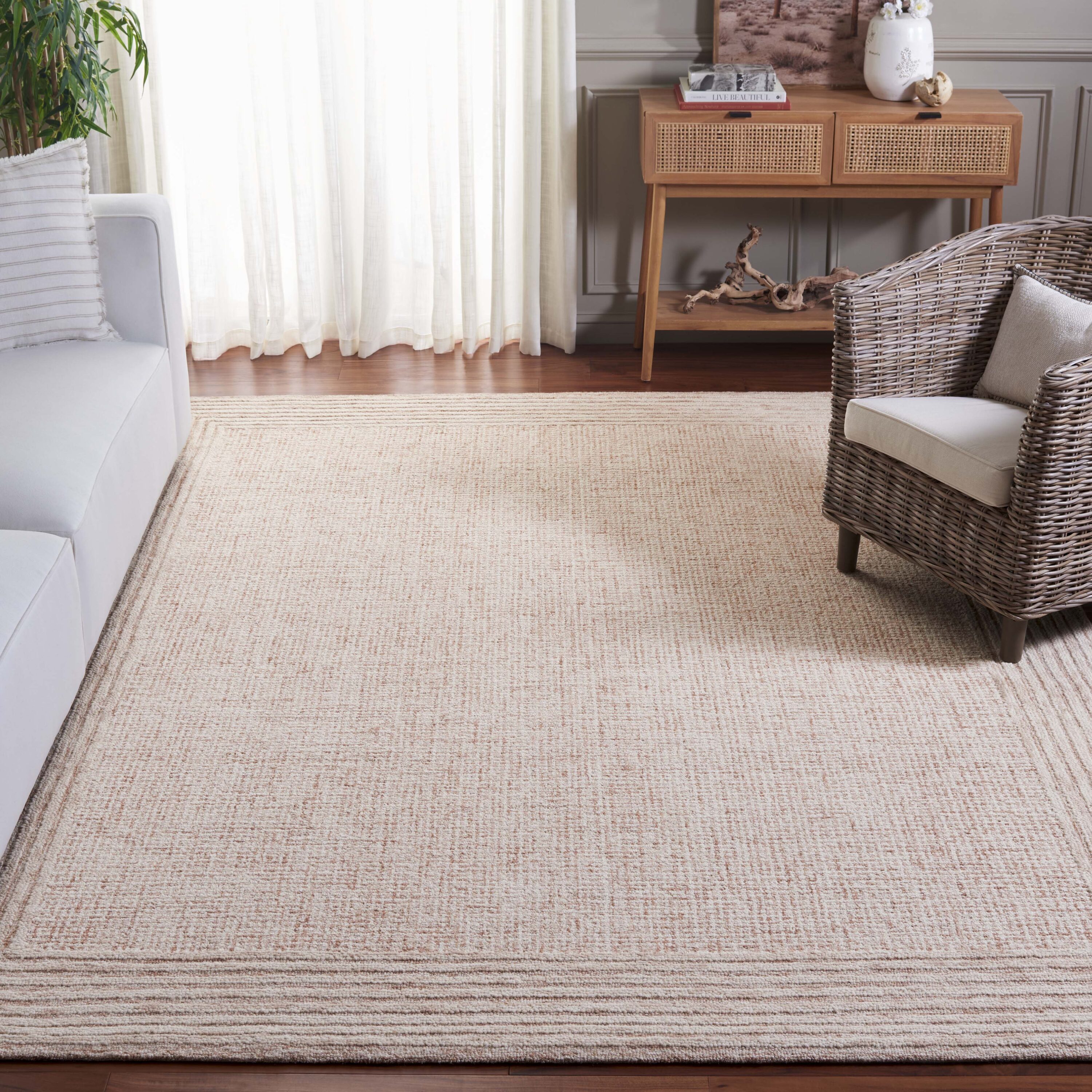  Ebony 425 Ivory/Pink Solid / Tonal 6ft x 9ft Medium Rectangle Rug