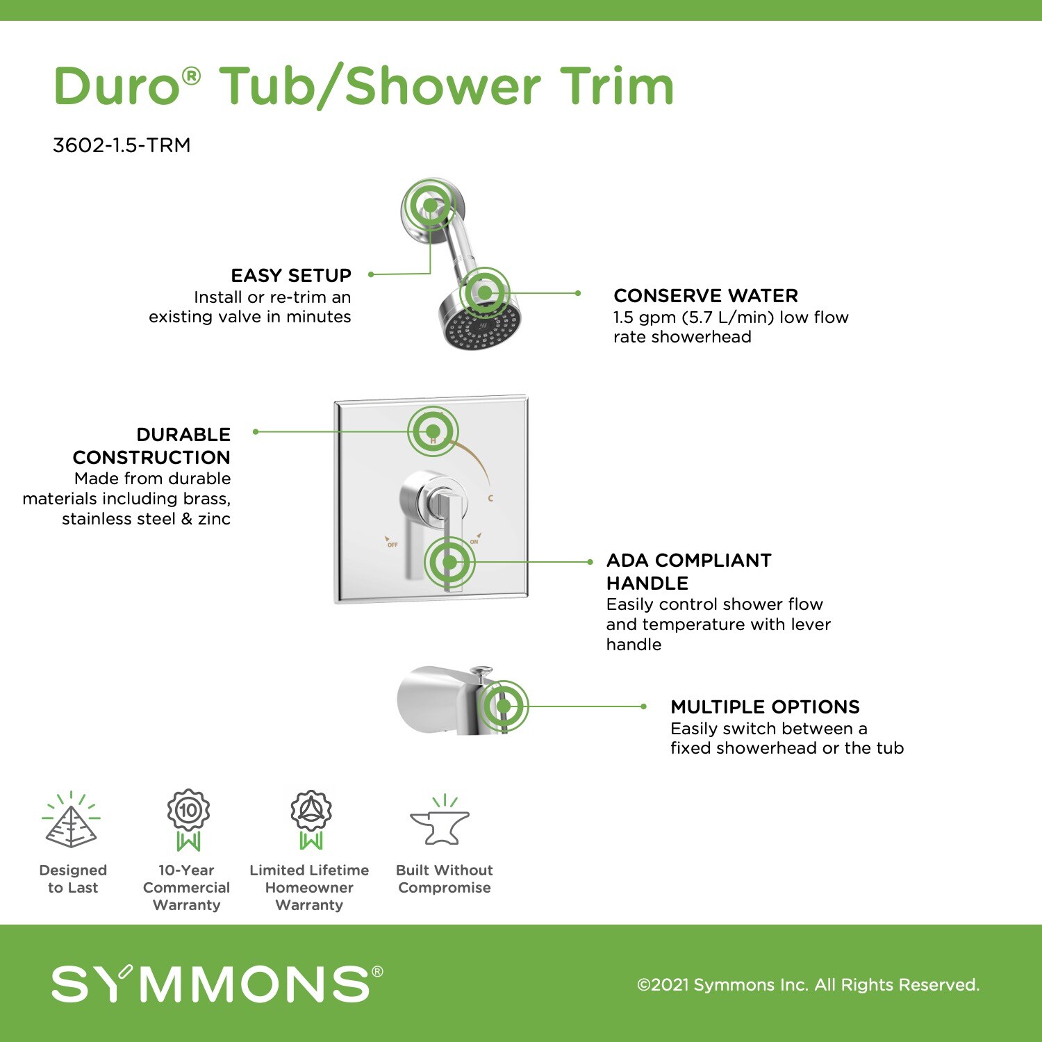 Symmons 3602-1.5-TRM Tub-Shower-Faucets - Thumbnail View #3