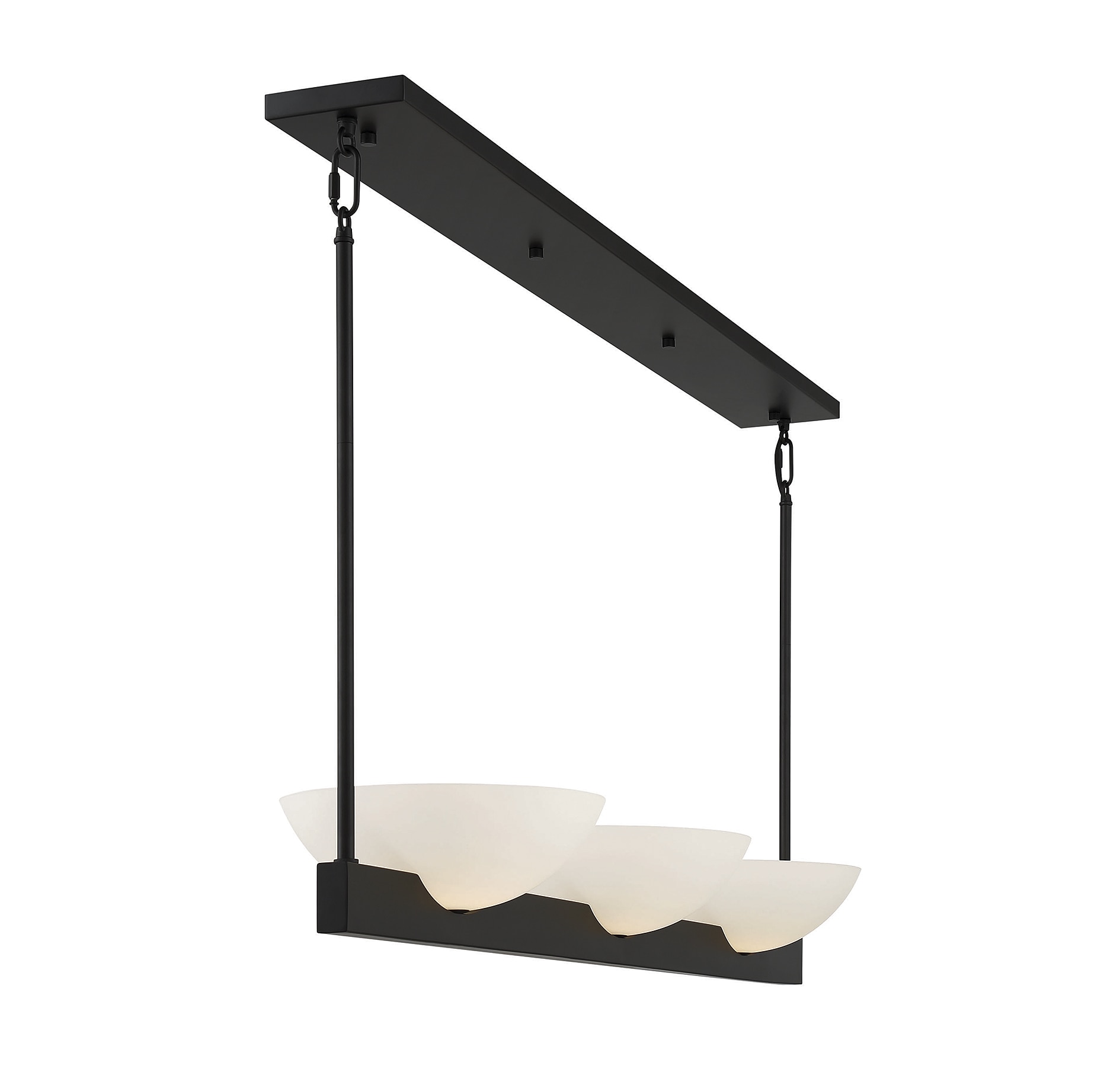 Matte Black Mid-Century Modern 3-Light Linear Chandelier