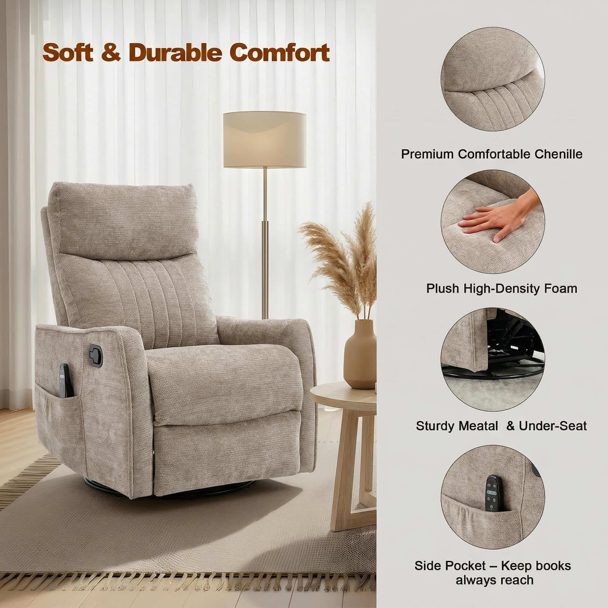 Vynxaria 1803422 KHAKI recliners - View #4