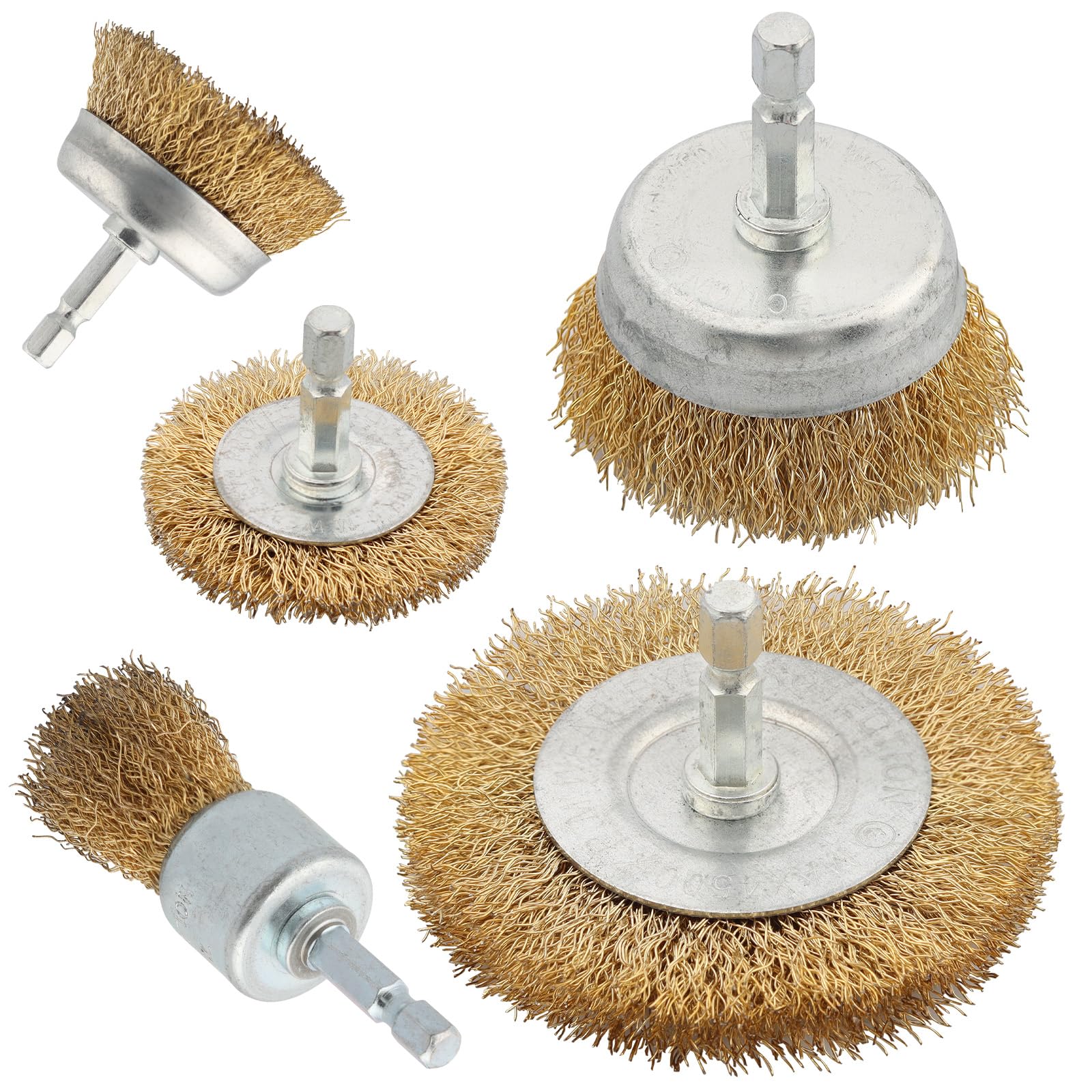 Etokfoks  3 in Wire Brush Cleaning Tool Set 5 Pack Wire Wheel Cup End Brush Attachments for Drill Rust Removal