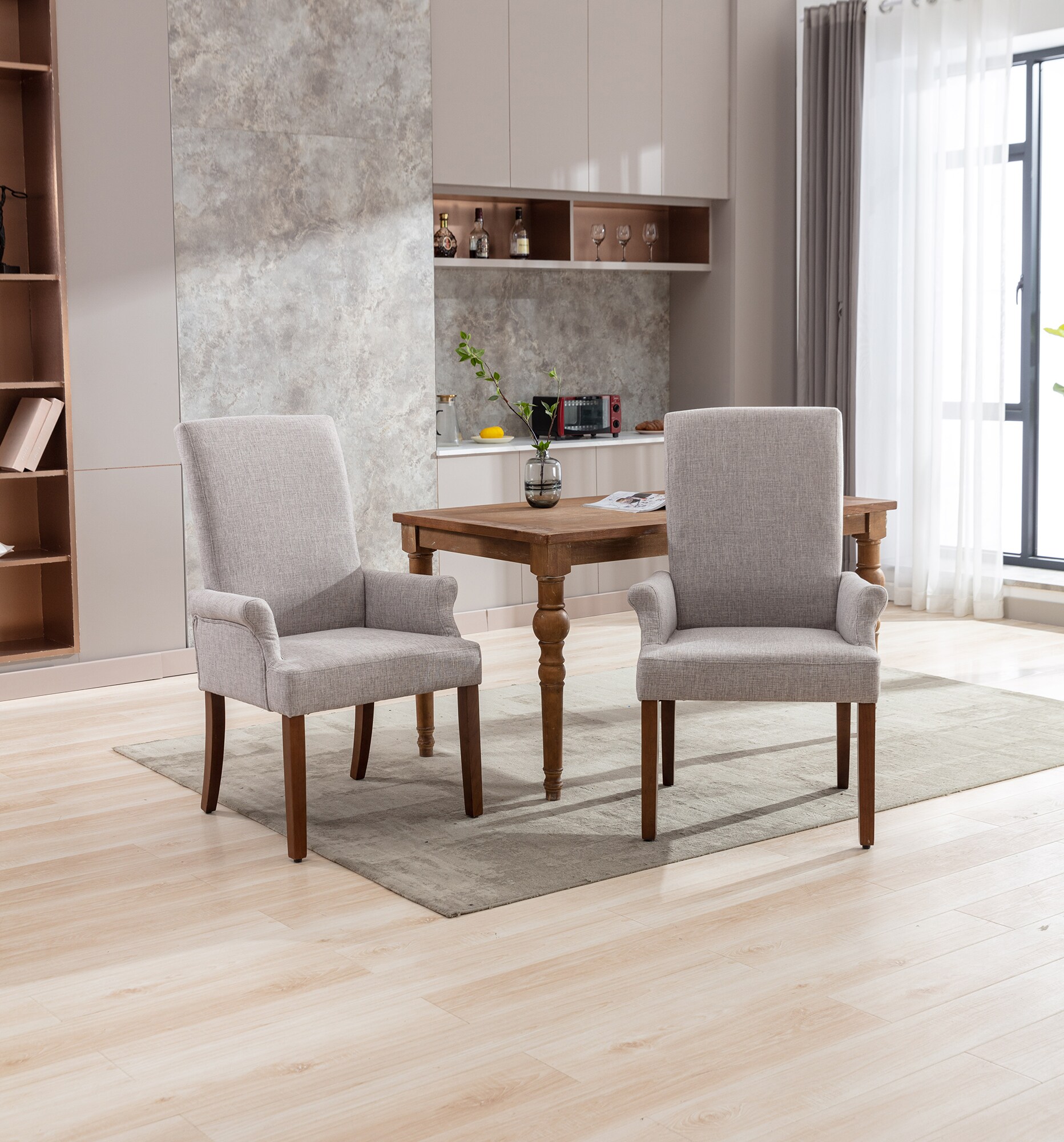 Clihome Uphostered Dining Chair Contemporary/Modern Polyester Upholstered Dining Arm Chair (Wood Frame)