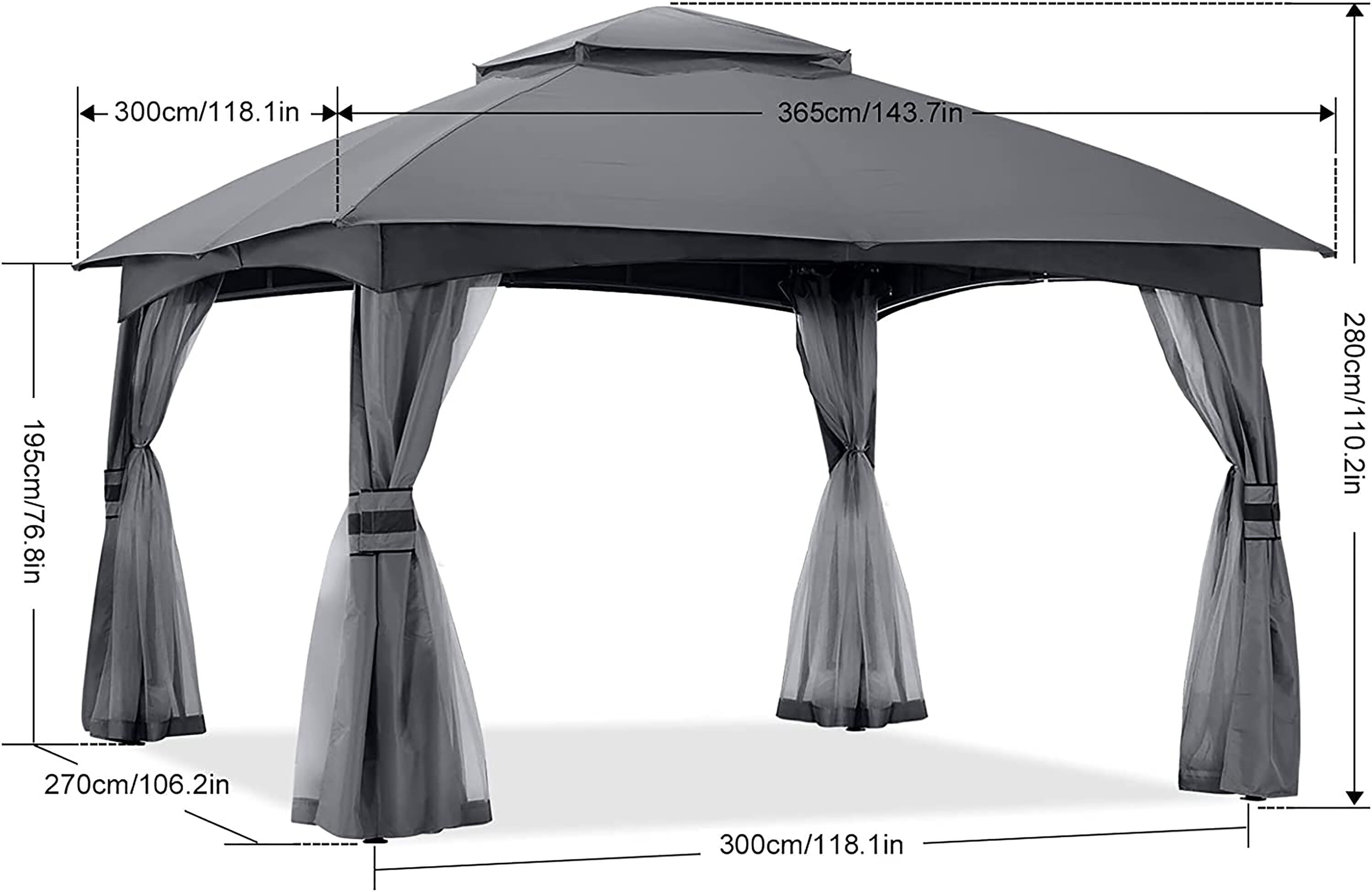 ABCCANOPY 11.97-ft x 9.84-ft Rectangle Dark Gray Metal Polyester Roof ...