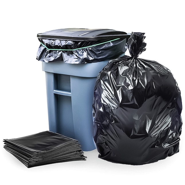 Plasticplace 95-Gallons Black Plastic Can Twist Tie Trash Bag (15