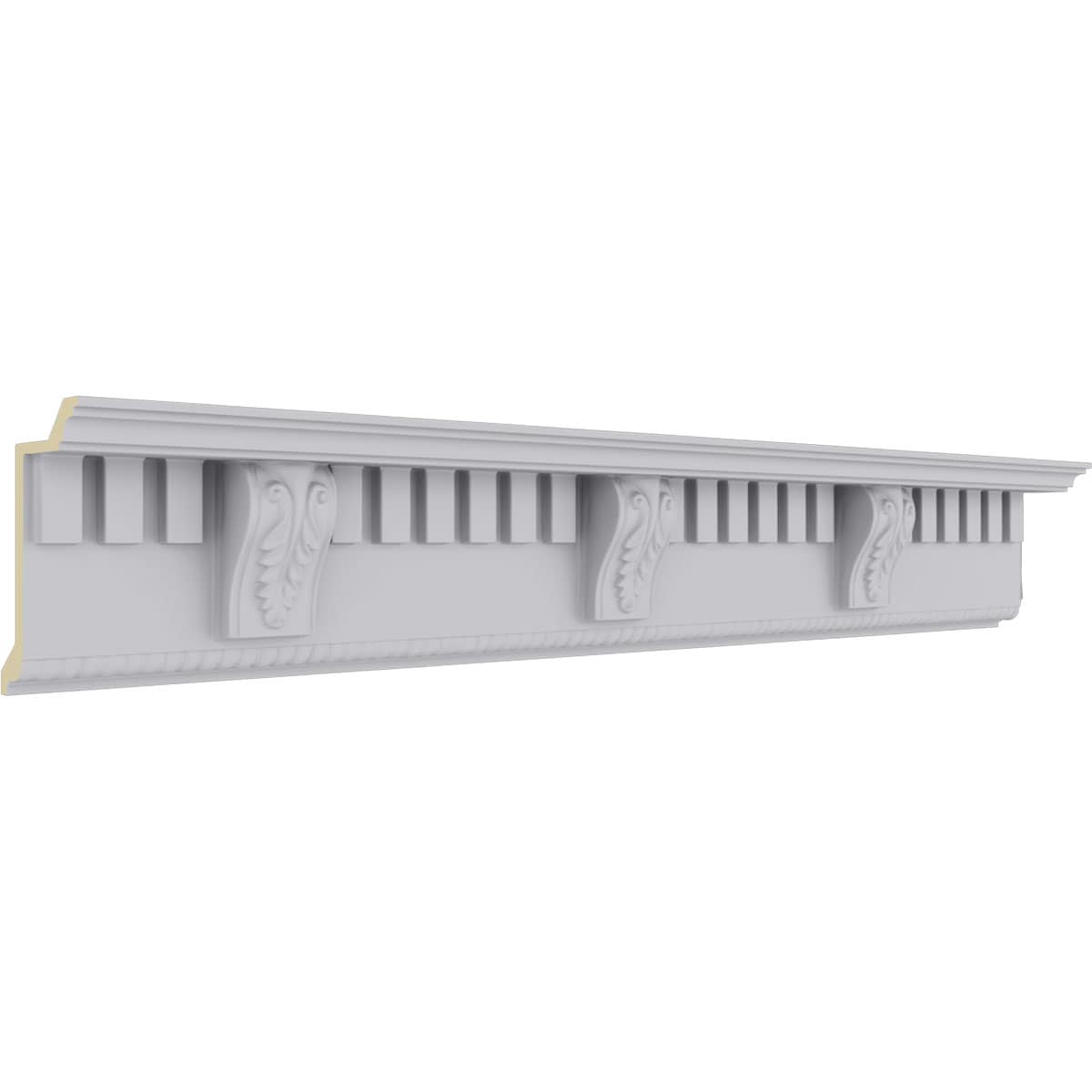 White Urethane Dentil With Bead Crown Moulding