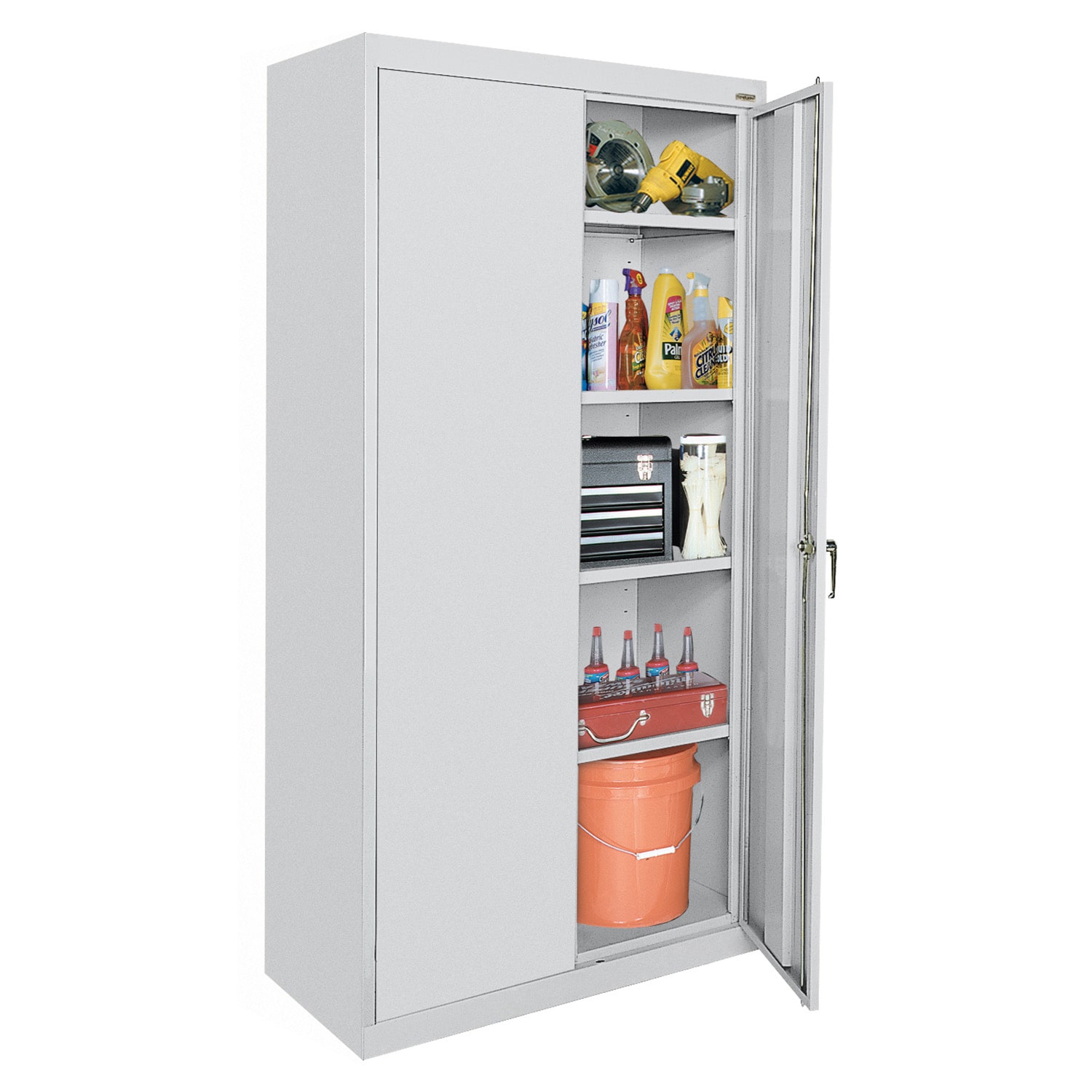 Gray Steel Freestanding Lockable Office Cabinet with Adjustable Shelving