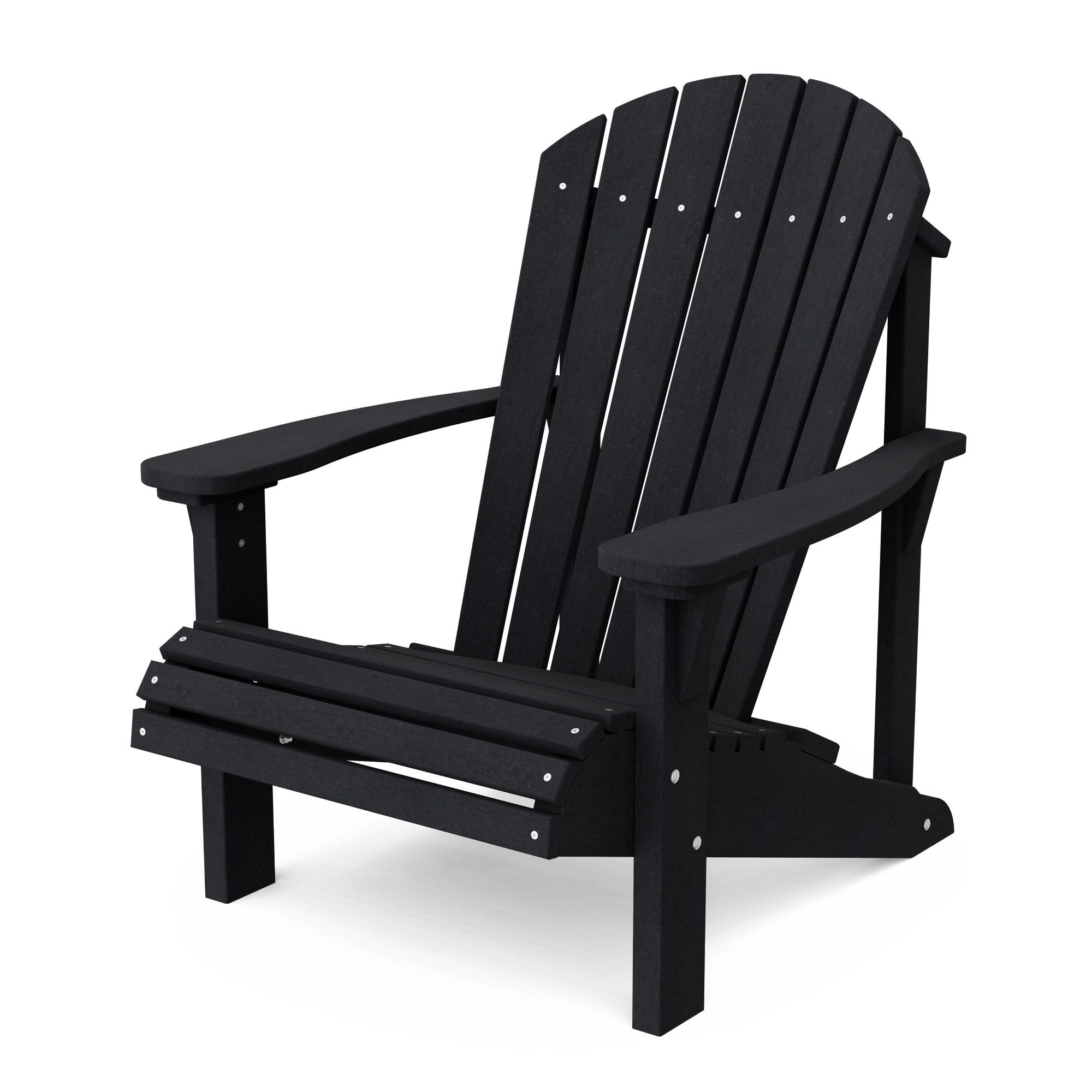 Wildridge LCC-111-BK Heritage Sunrise Black HDPE Frame Stationary Adirondack Chair with Slat Seat