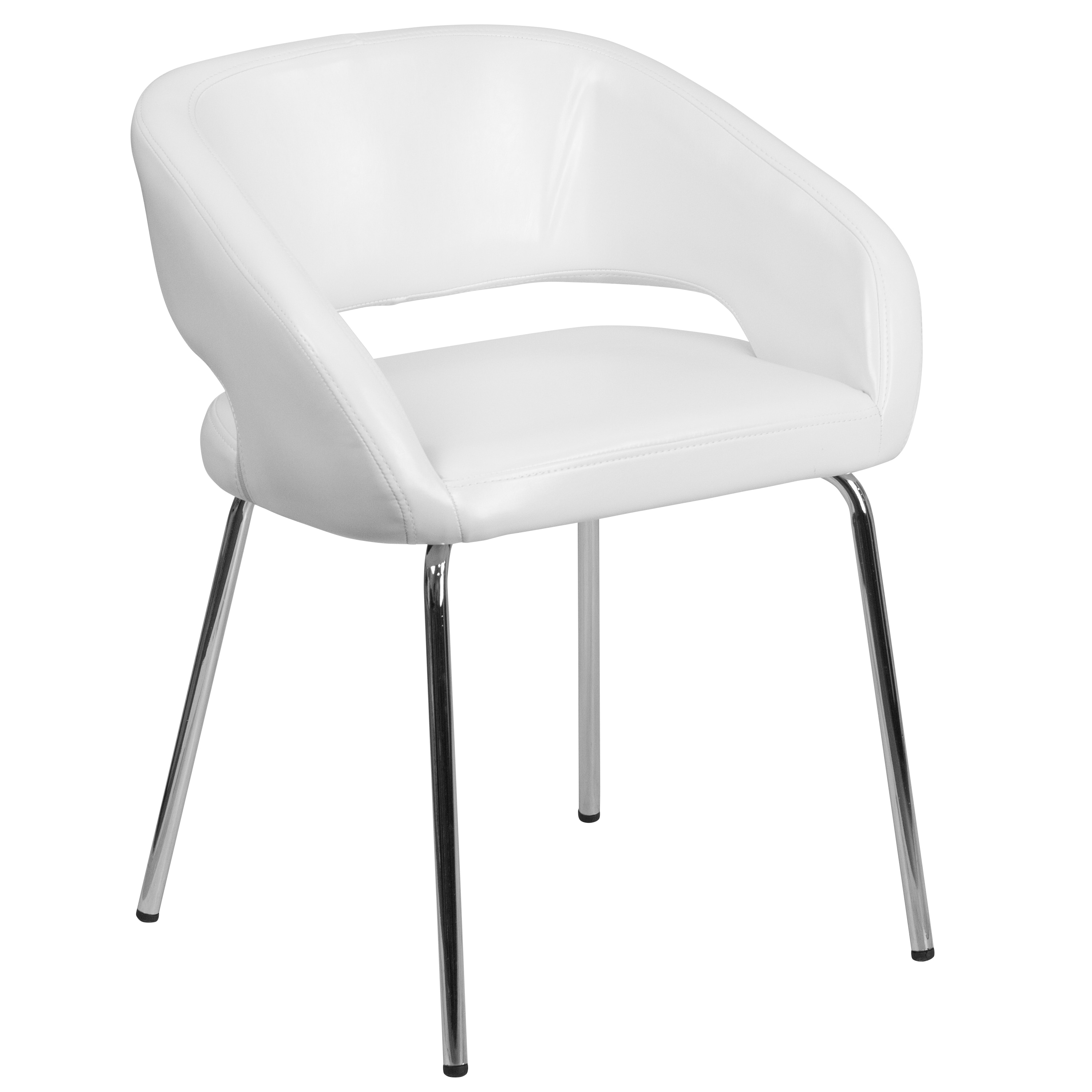 Flash Furniture 889142074878 Fusion Series Modern White Faux leather Accent Chair