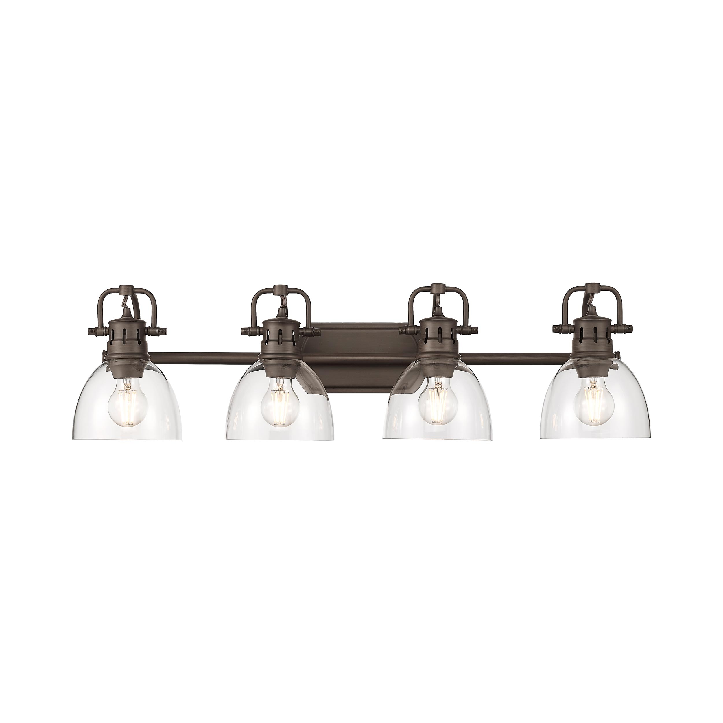 Golden Lighting 3602-BA4 RBZ-CLR Duncan 8.25-in 4 -Light Oil-rubbed Bronze Transitional Vanity light