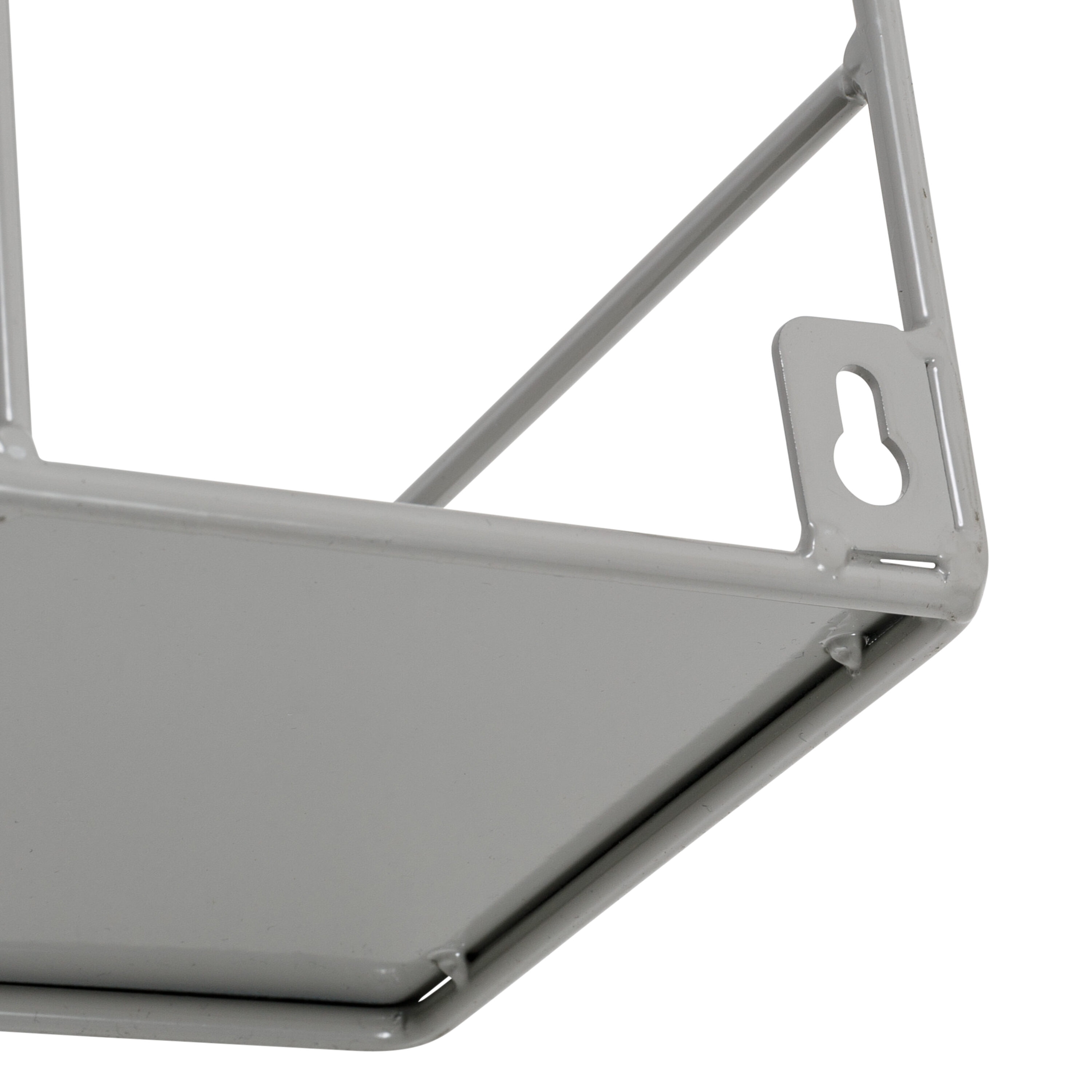 Gray Steel 2-Tier Wall Shelf with Curved Design