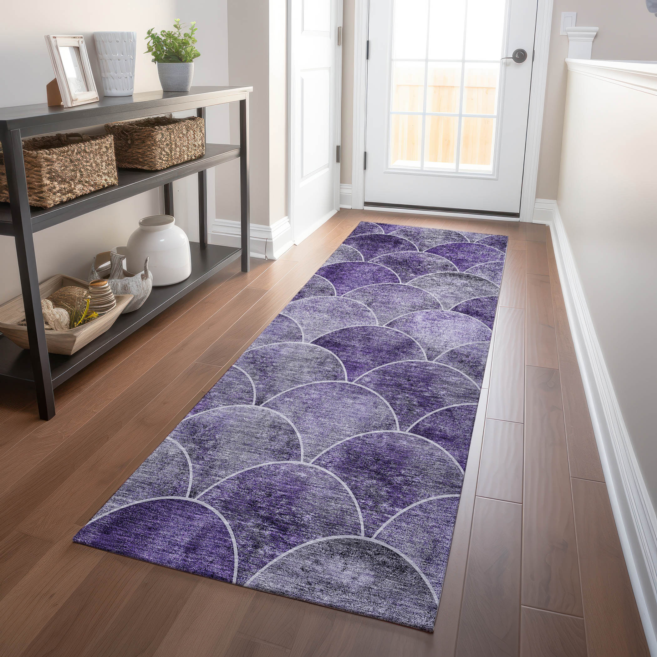 Addison Rugs ACN594PP2X8 Chantille ACN594PP 2 x 7 (ft) Polyester Purple Rectangular Indoor/Outdoor Abstract Machine washable Runner rug