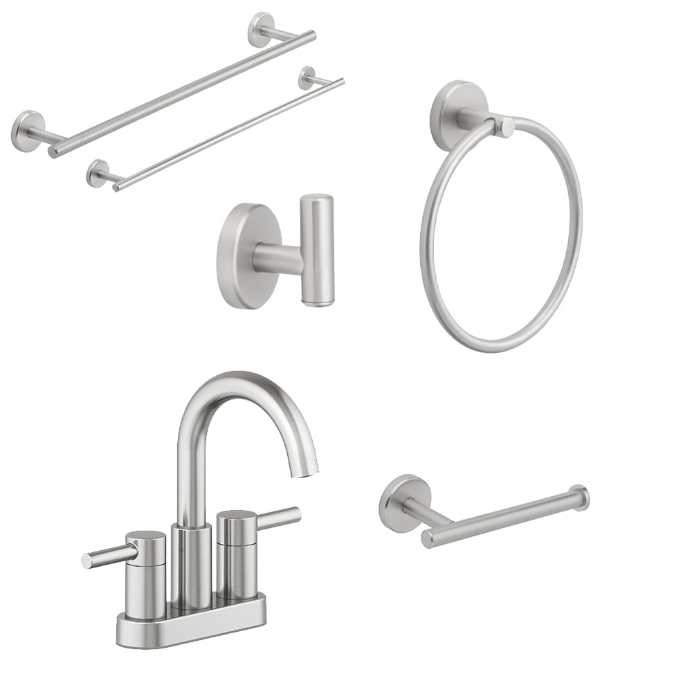 allen + roth  Harlow Brushed Nickel 2-handle centerset Faucet & Bath Hardware Collection