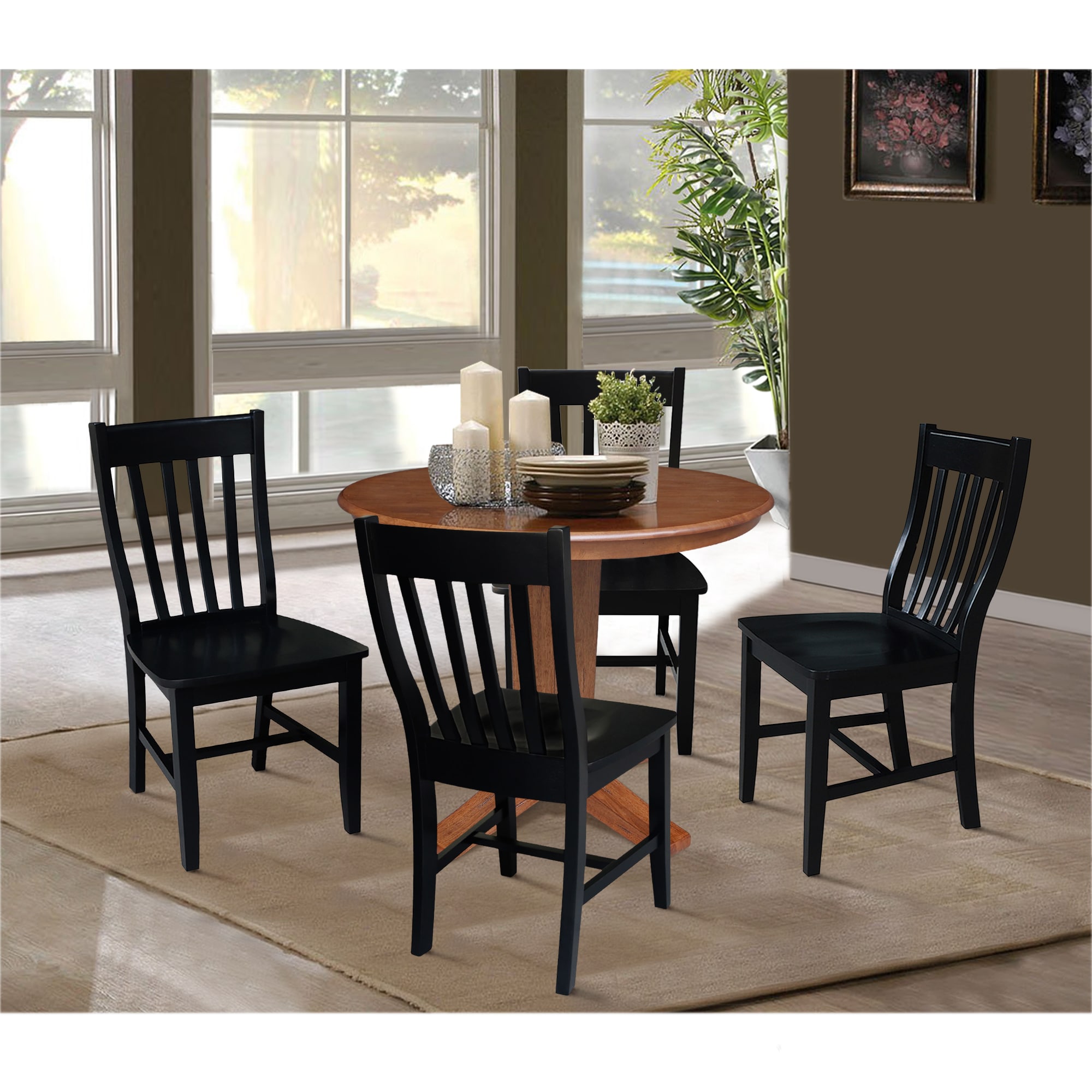 International Concepts Distressed Oak/Black Traditional Dining Room Set ...