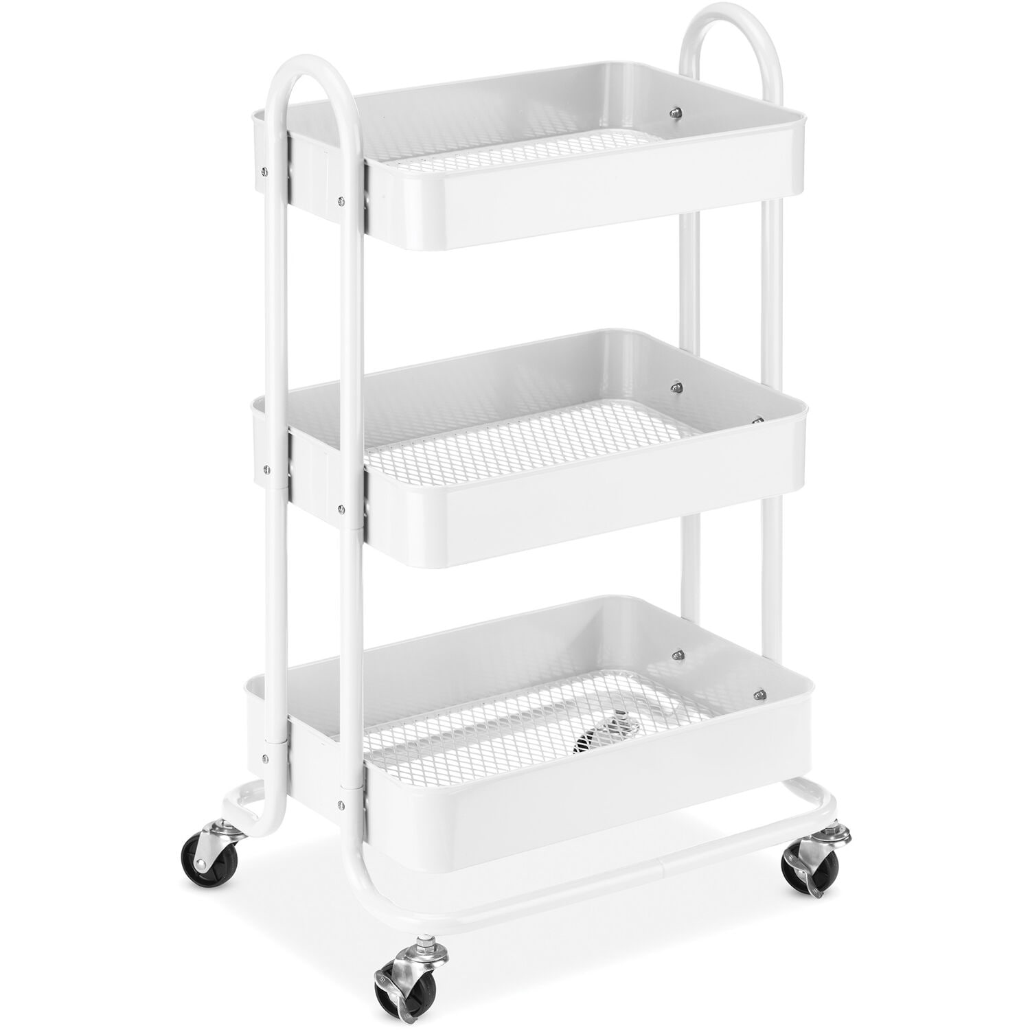 Whitmor 6055-11631-WHT Metal Heavy Duty 3 -Tier Upright ( 17.05-in W x 13.35-in D x 31.1-in H ) ( White , ( 20-lb lbs. Capacity Per Shelf )