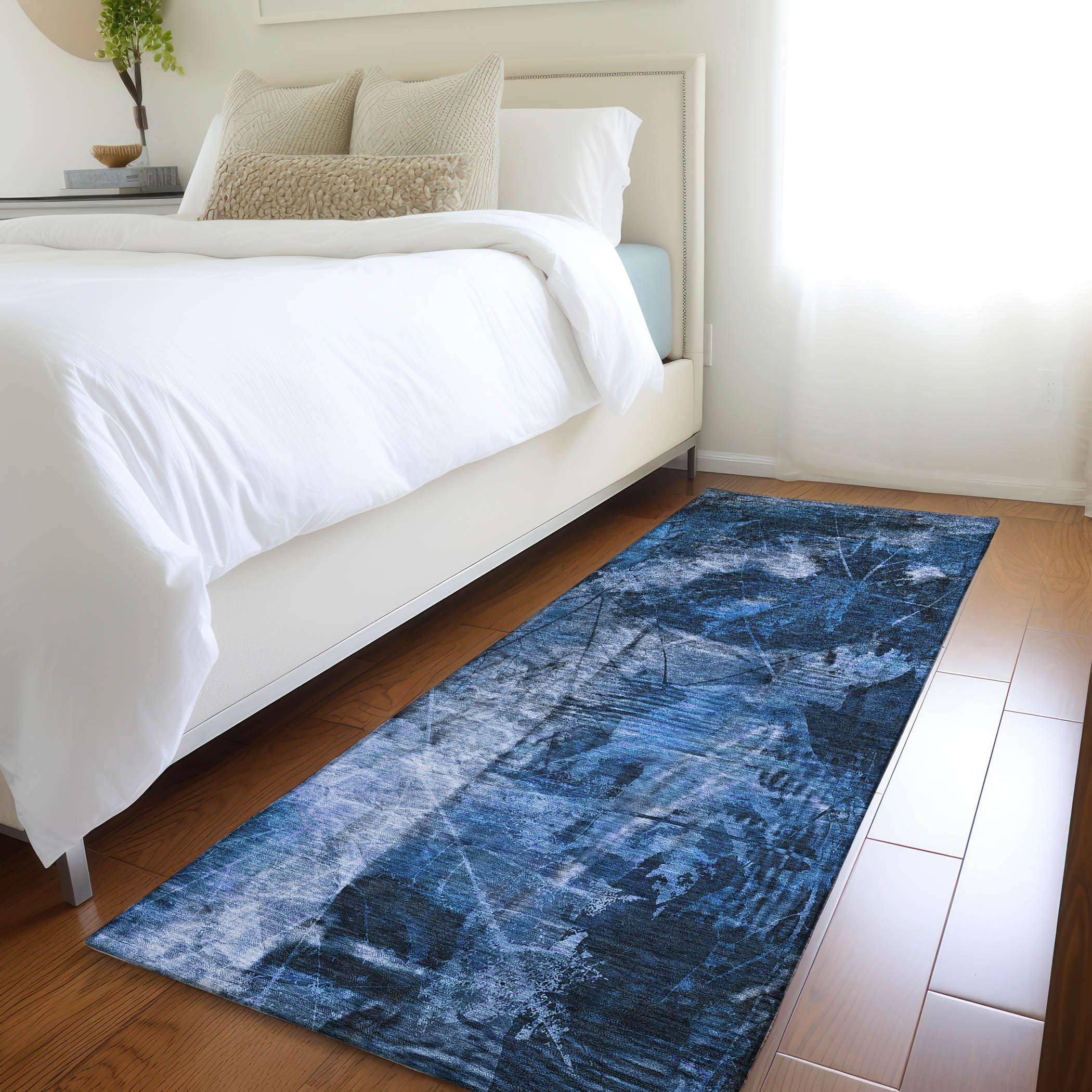 Addison Rugs ACN560NA2X8 Chantille ACN560NA 2 x 7 (ft) Polyester Navy Rectangular Indoor/Outdoor Abstract Farmhouse/Cottage Machine washable Area rug